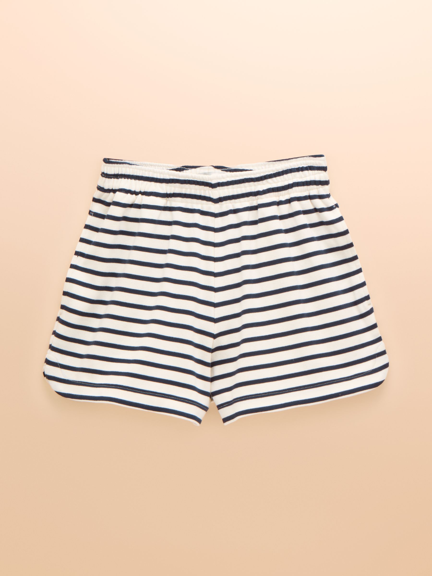 Premium Ribbed Cream/Navy Cotton Jersey Shorts - Image 8 of 8