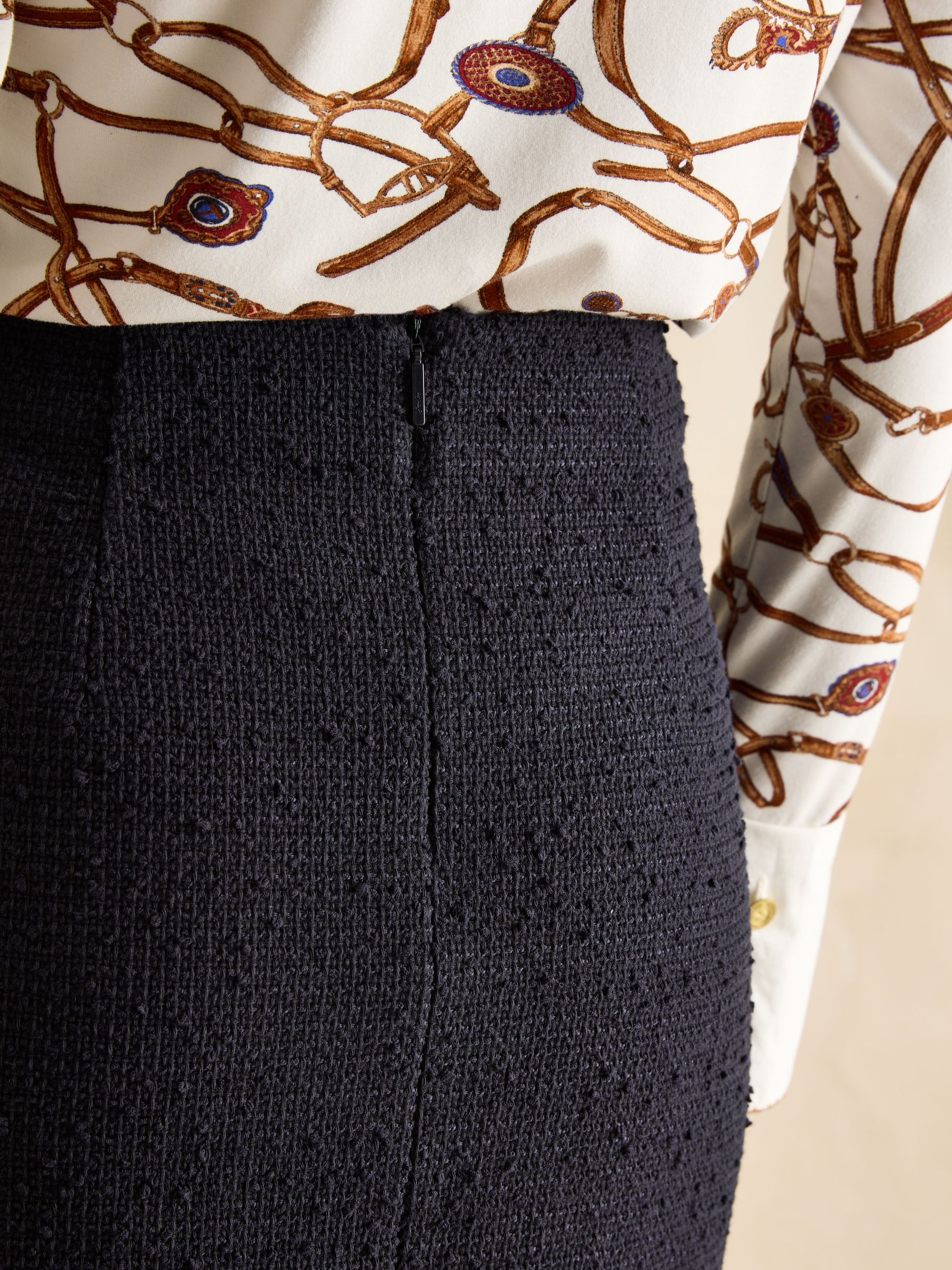 Celeste Navy Bouclé A-Line Skirt - Image 5 of 8