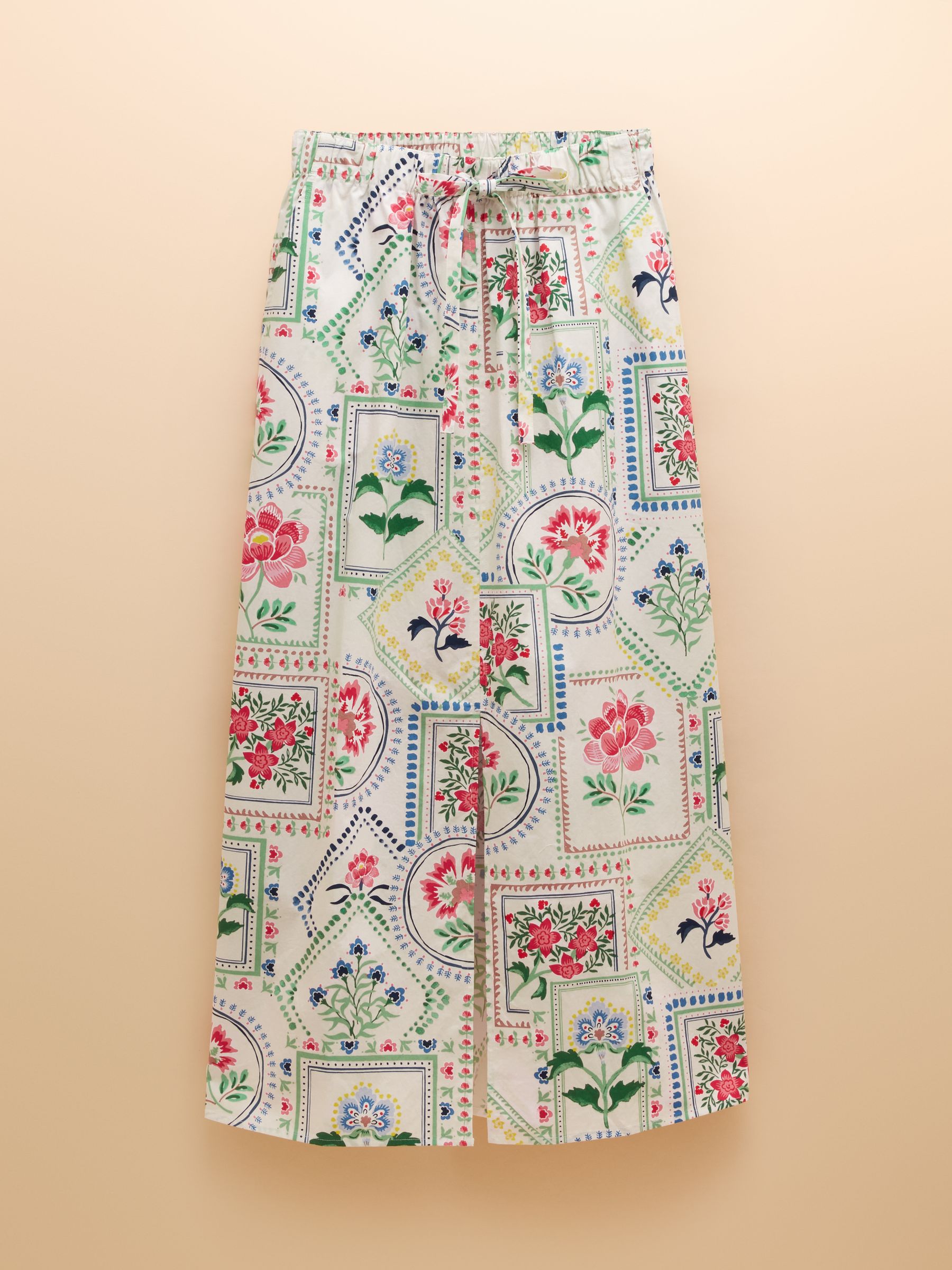Cream Tile Print Cotton Poplin Midi Skirt - Image 7 of 7