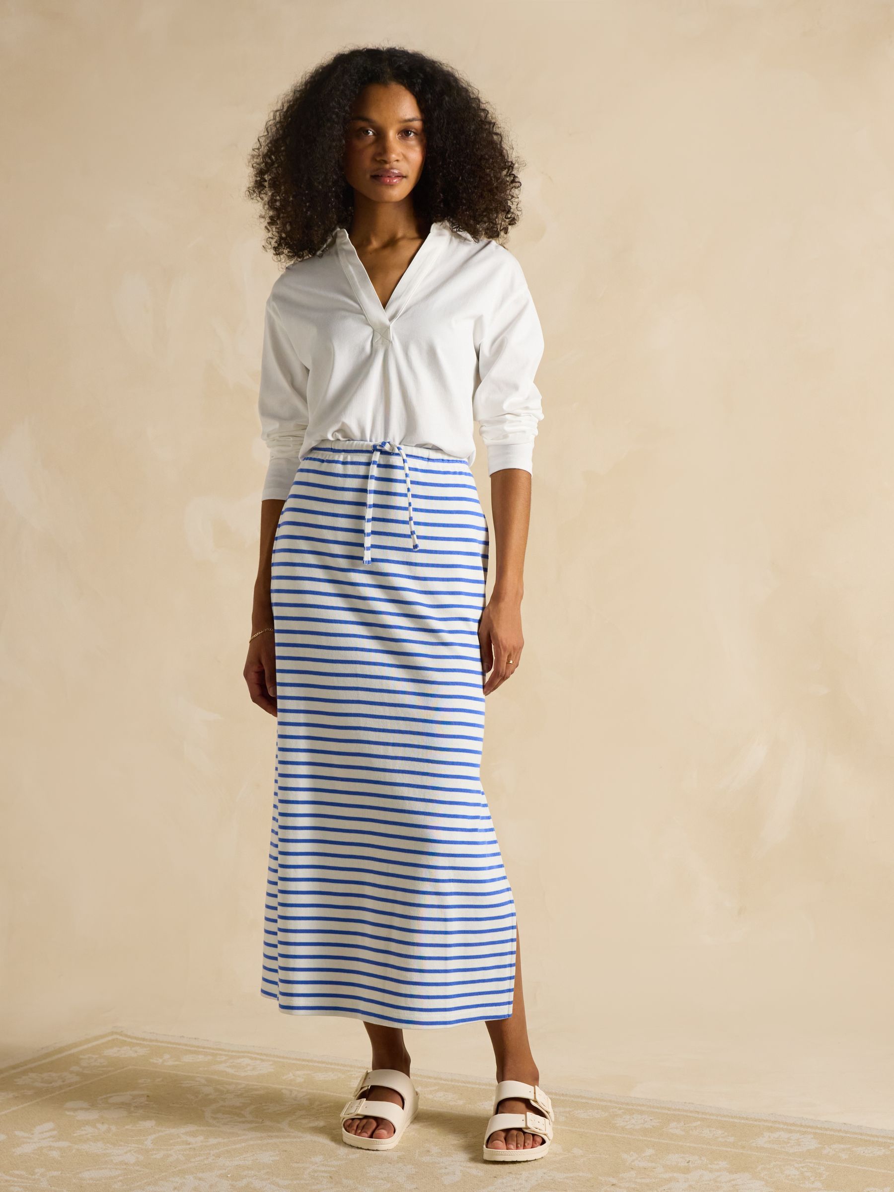 Harbour Blue & White Stripe A-Line Cotton Jersey Skirt - Image 3 of 6