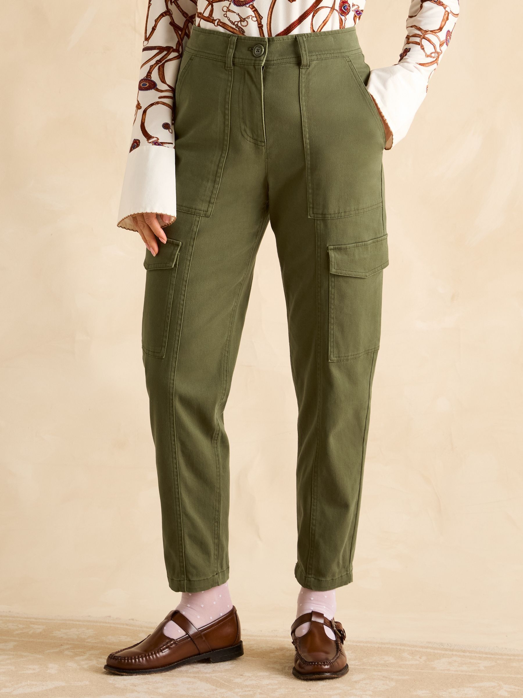 Khaki Green Tapered Leg Cargo Trousers - Image 1 of 7