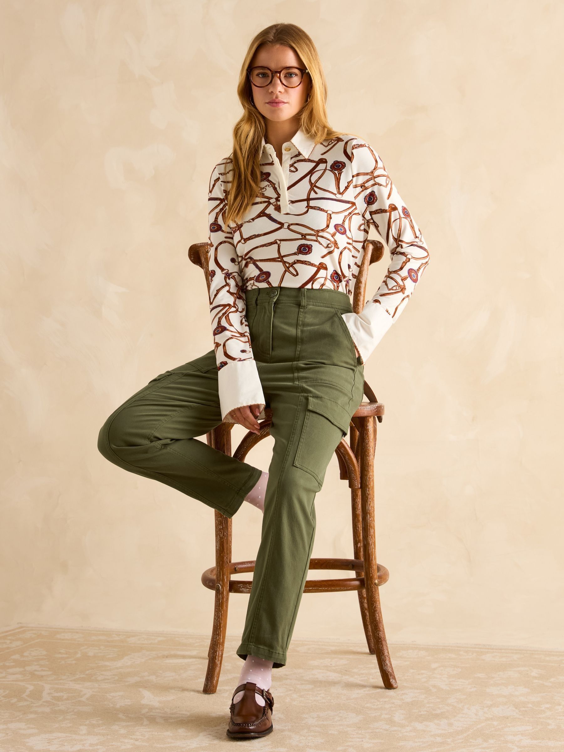 Khaki Green Tapered Leg Cargo Trousers - Image 3 of 7
