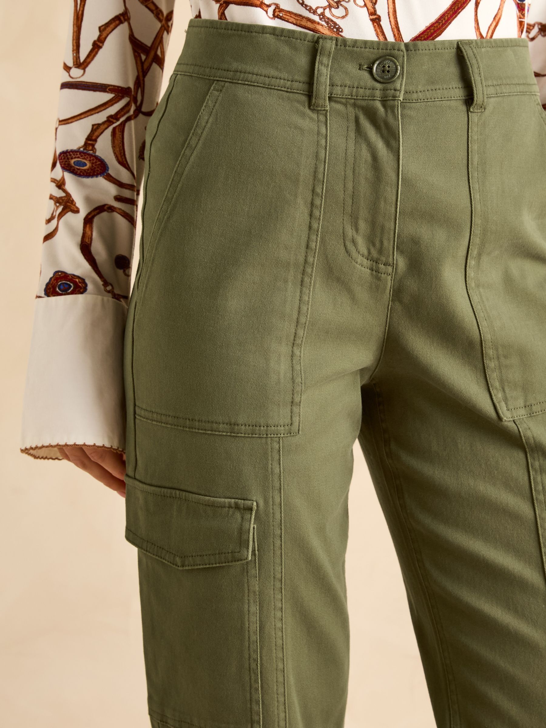 Khaki Green Tapered Leg Cargo Trousers - Image 4 of 7