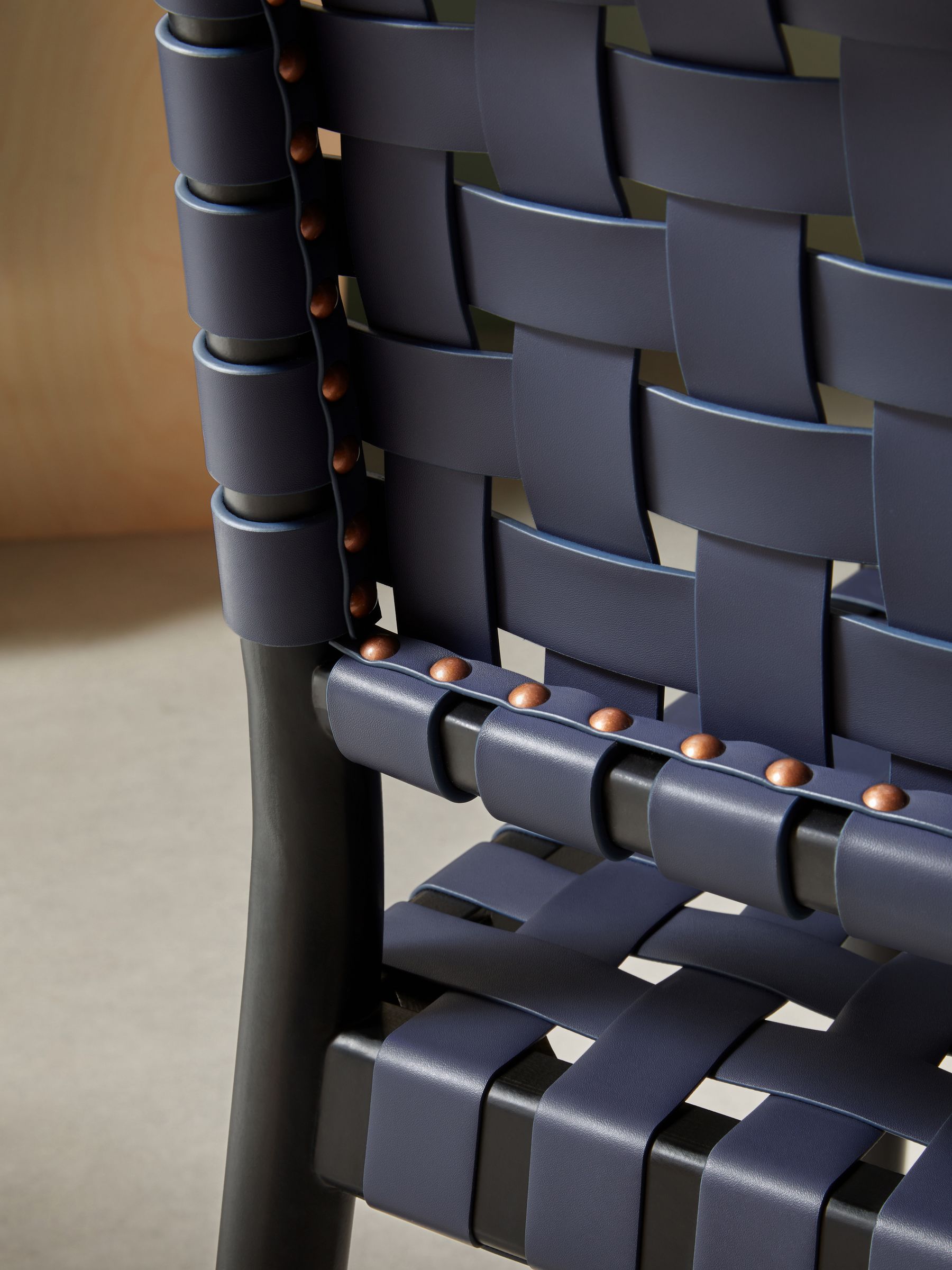 Set of 2 Rik Dining Chairs in Navy Blue Woven - Image 2 of 3