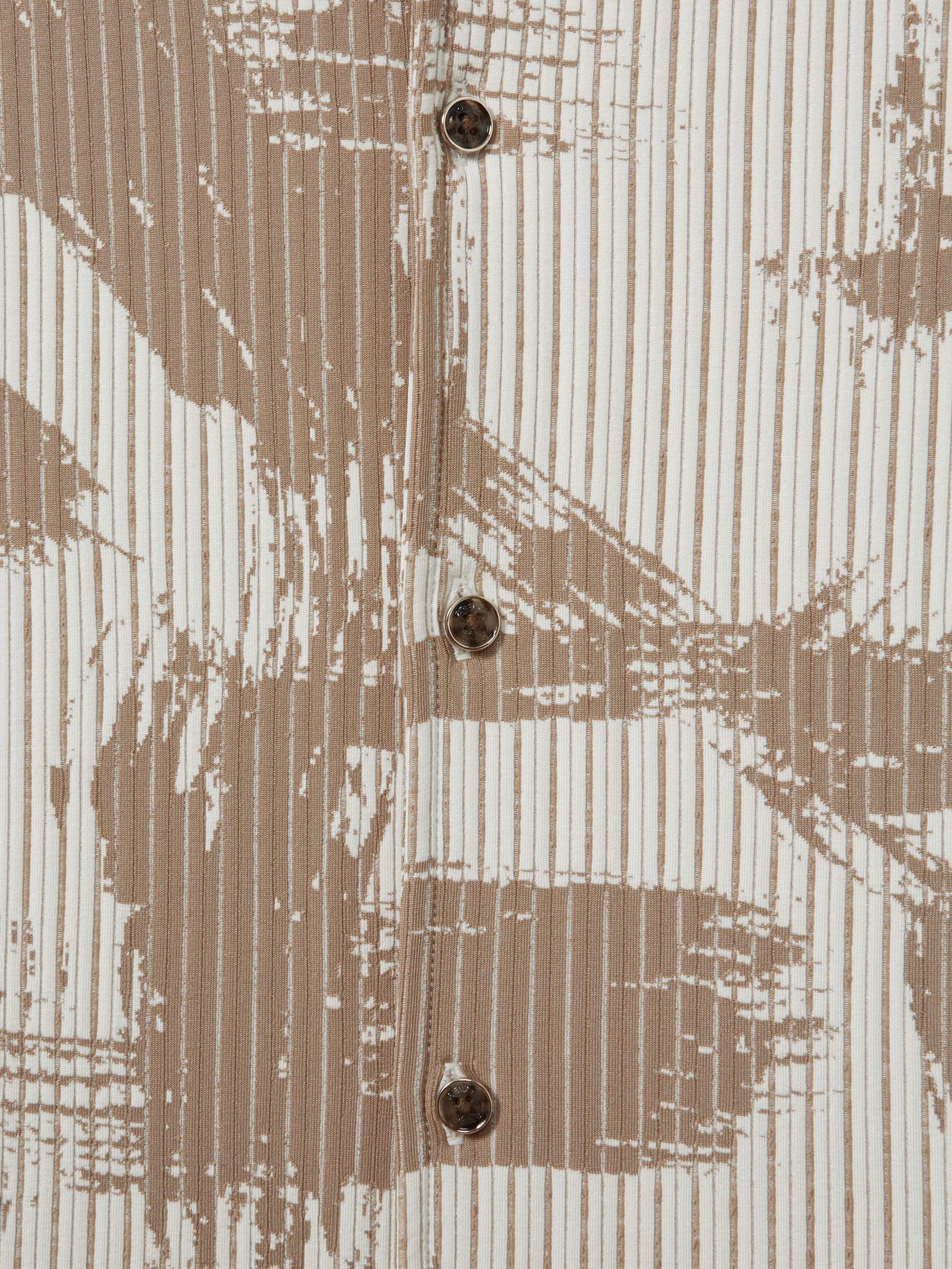 Brushstroke Print Cuban Collar Shirt in Sand/White - image 5