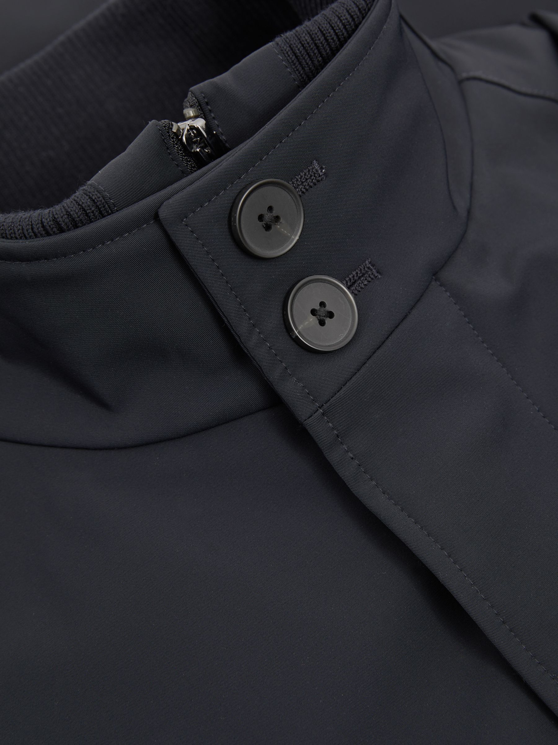 Hybrid Removable Funnel Neck Overcoat in Navy - Image 5 of 5