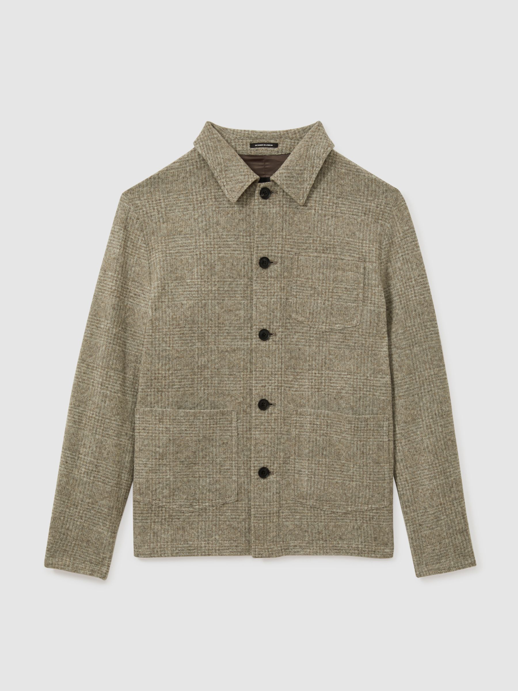 Marble Oatmeal Check Checked Brushed Workwear Jacket - Image 2 of 4