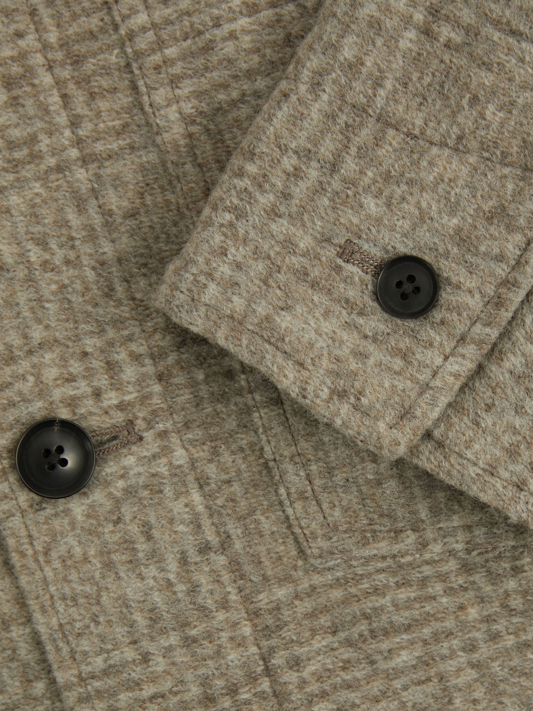 Marble Oatmeal Check Checked Brushed Workwear Jacket - Image 4 of 4