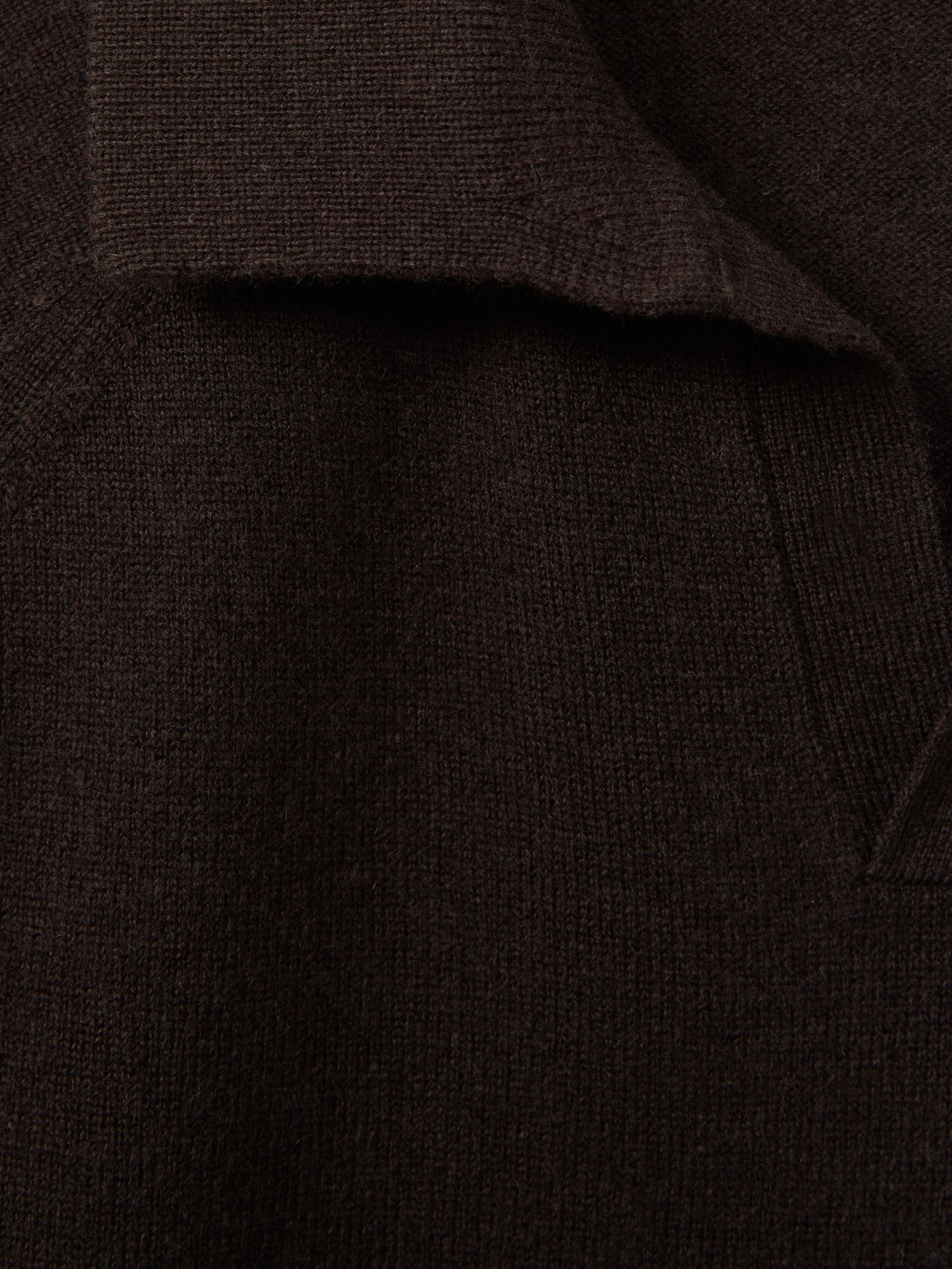 Wool-Cashmere Open-Collar Polo Shirt in Chocolate Brown - Image 6 of 6