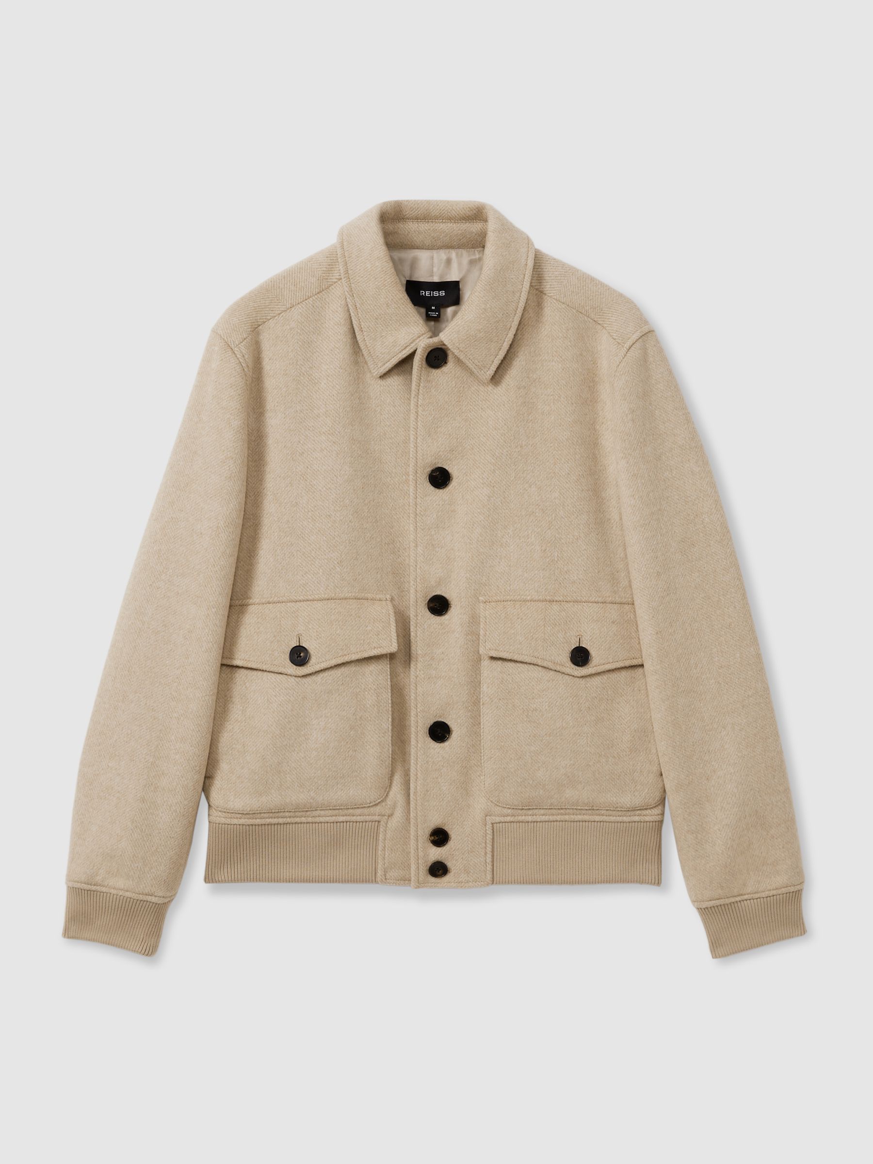 Bak Oatmeal Herringbone Wool Blend Herringbone Jacket - Image 2 of 5