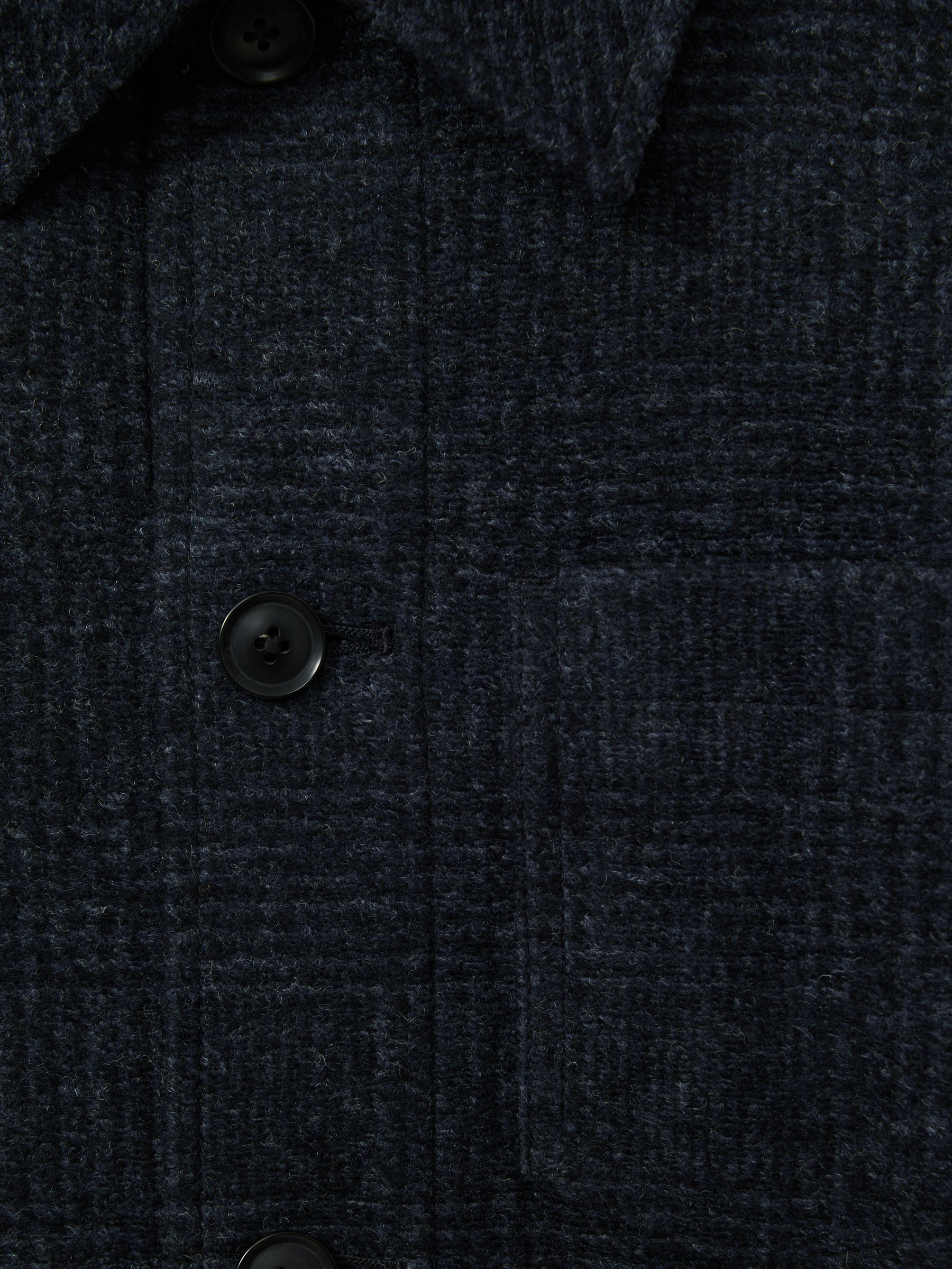 Checked Button Through Worker Jacket in Navy Melange - Image 5 of 5