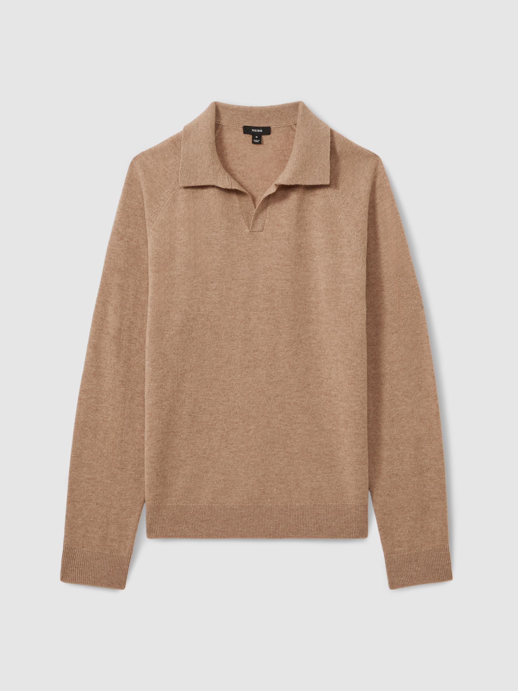 Wool-Cashmere Open-Collar Polo Shirt in Soft Camel - Image 2 of 5