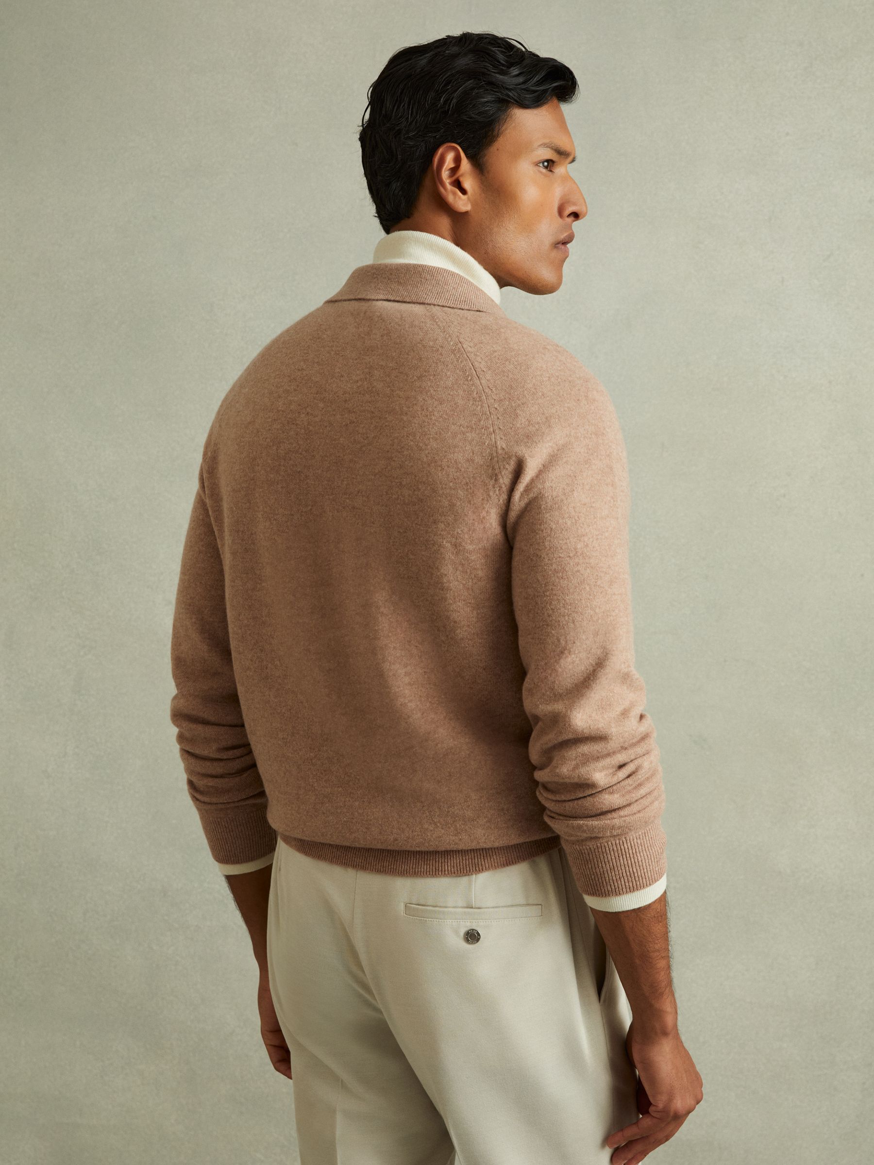 Wool-Cashmere Open-Collar Polo Shirt in Soft Camel - Image 4 of 5