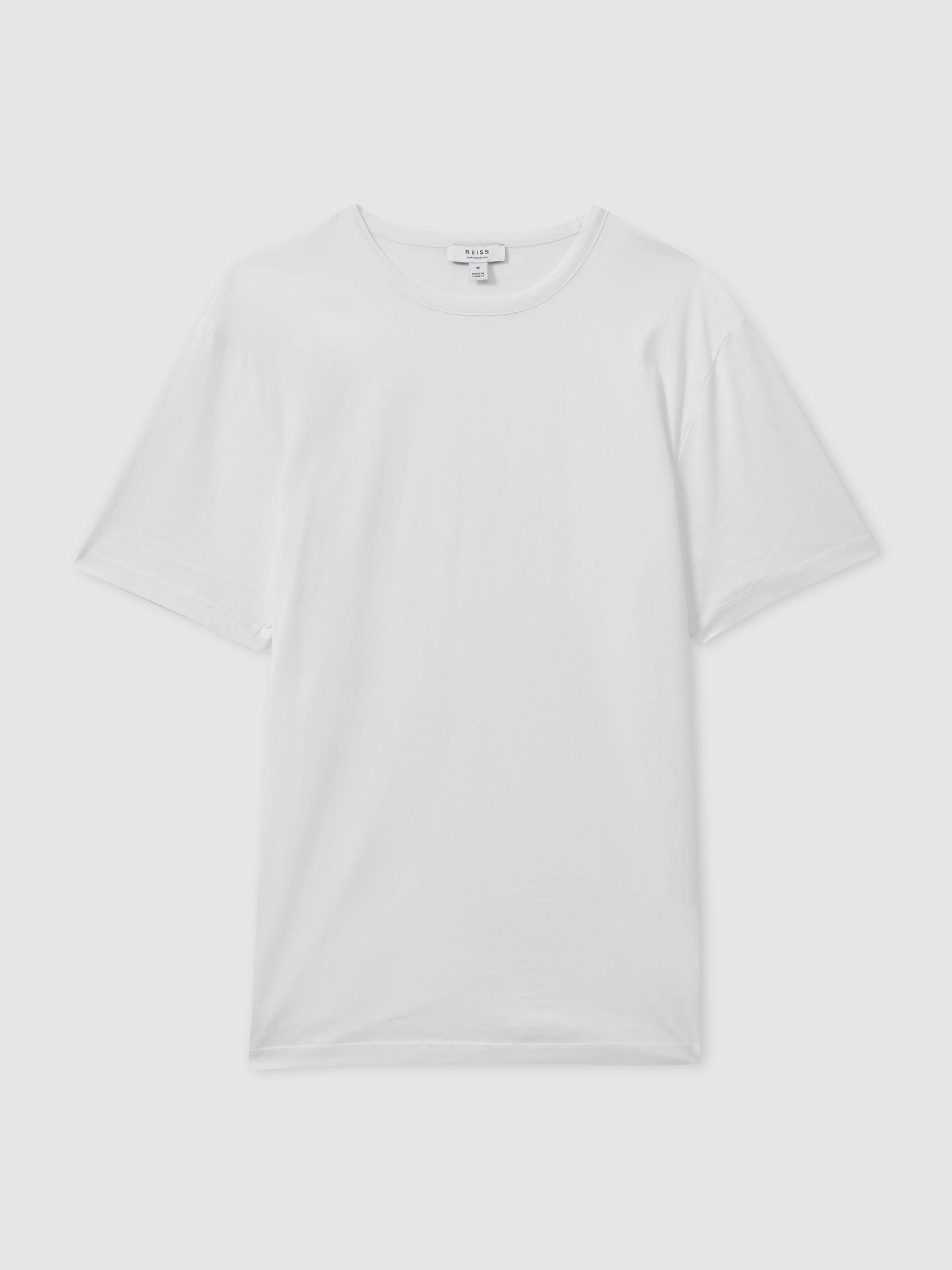Mercerised Cotton Crew Neck T-Shirt in White - Image 2 of 5