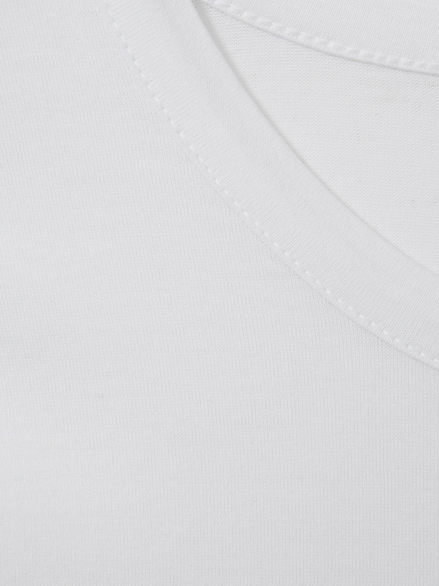 Mercerised Cotton Crew Neck T-Shirt in White - Image 5 of 5