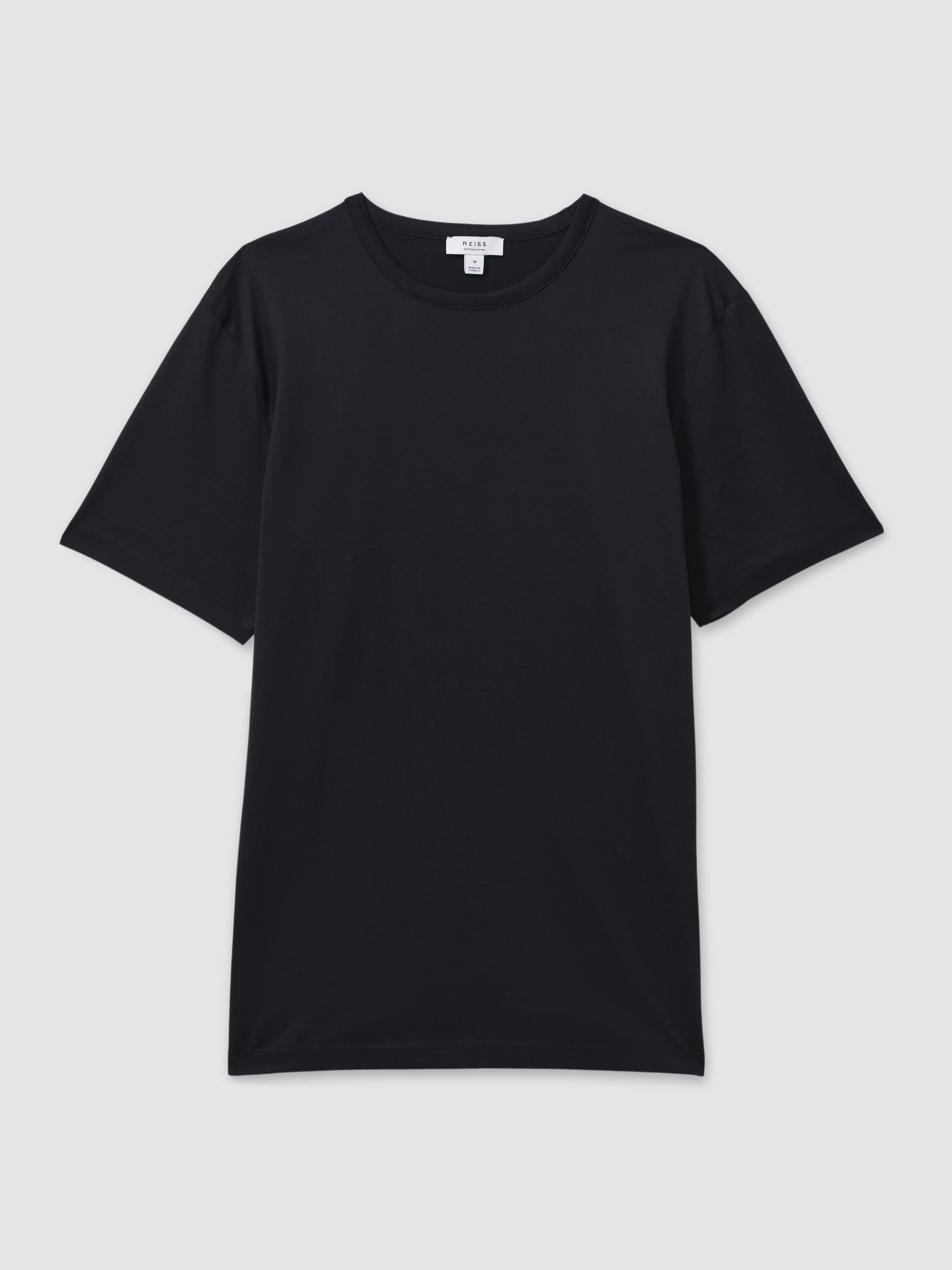 Mercerised Cotton Crew Neck T-Shirt in Navy - Image 2 of 6