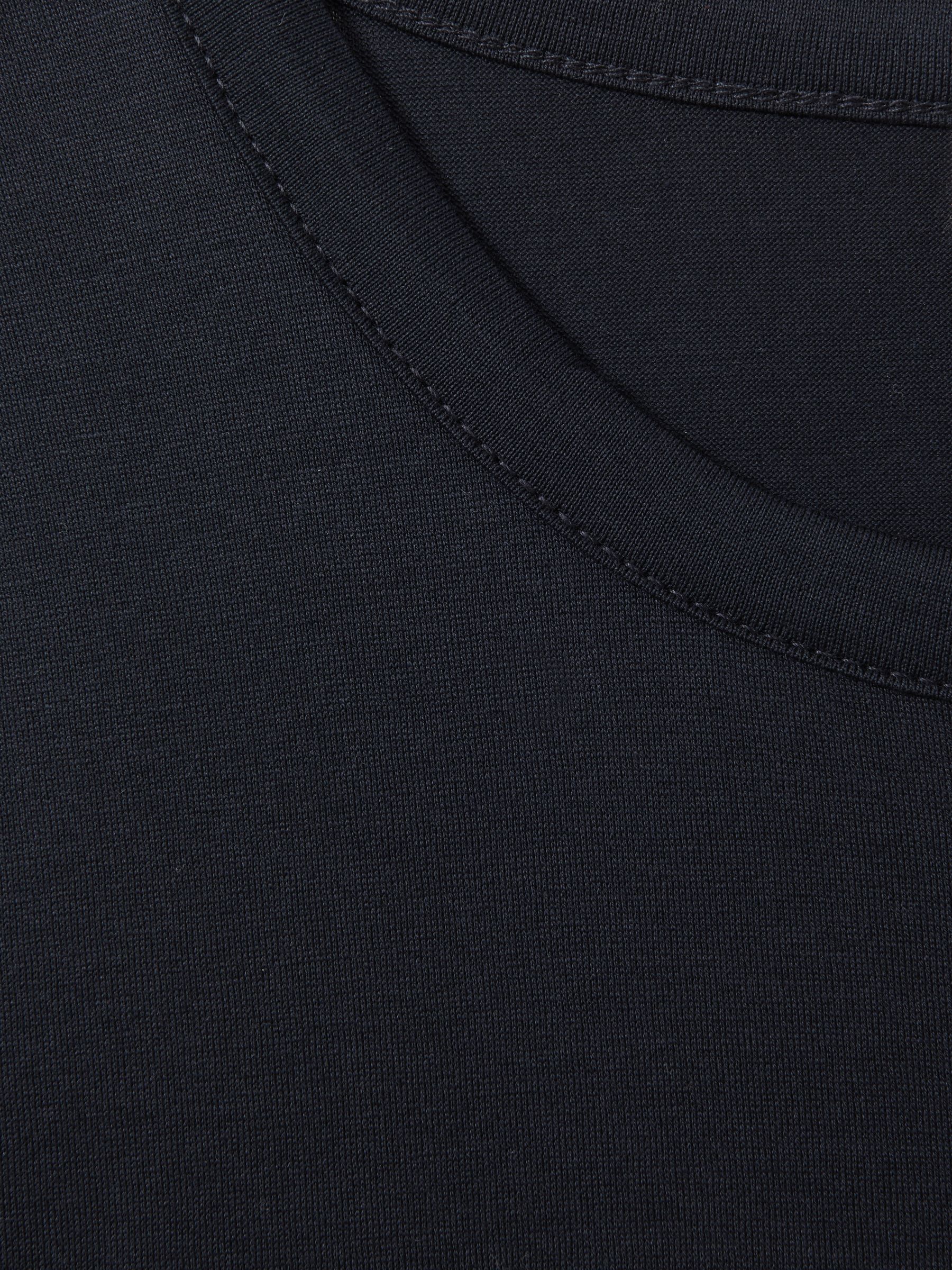 Mercerised Cotton Crew Neck T-Shirt in Navy - Image 6 of 6