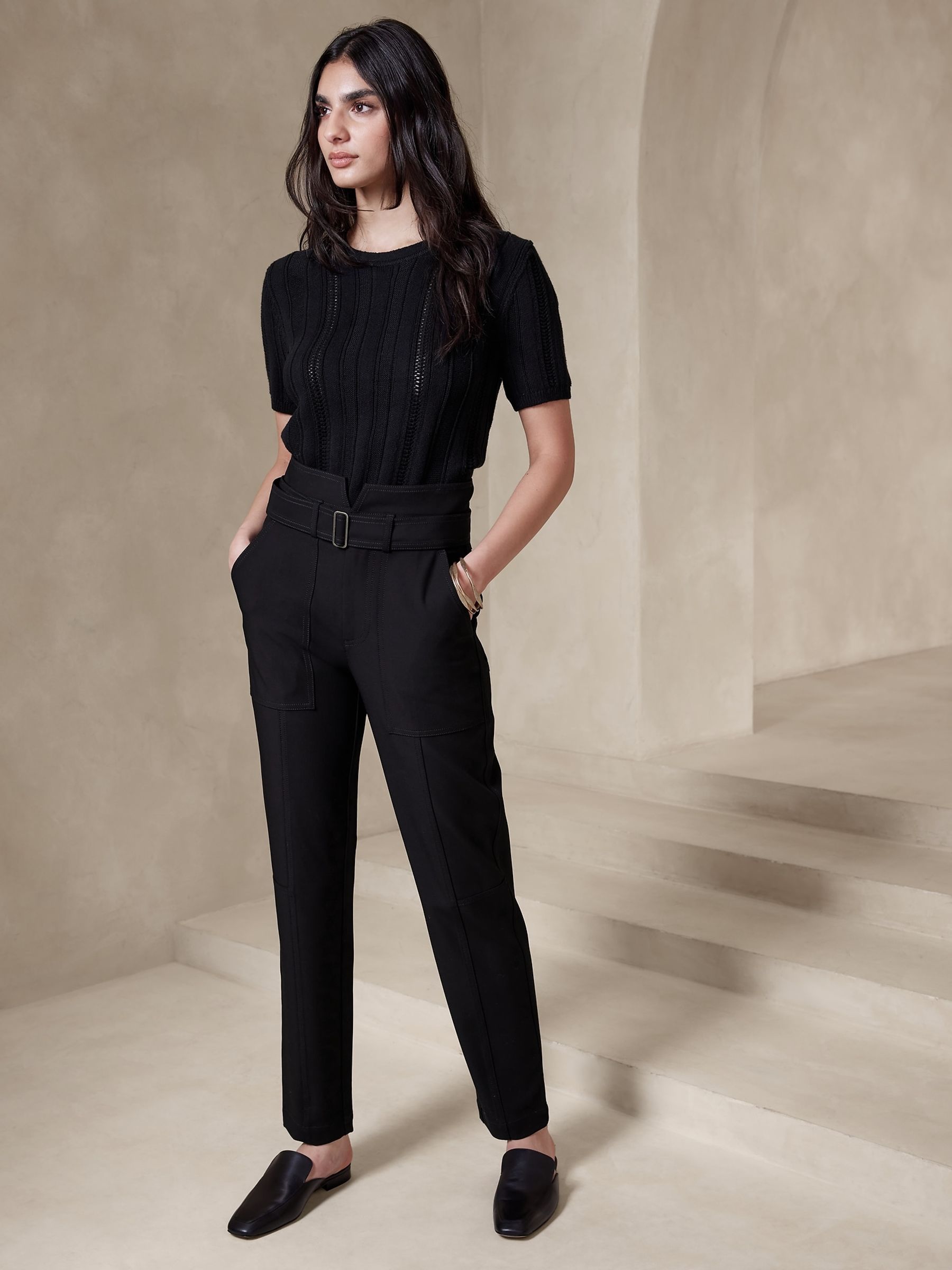 Banana Republic Black Refined Utility Trousers - Image 1 of 4