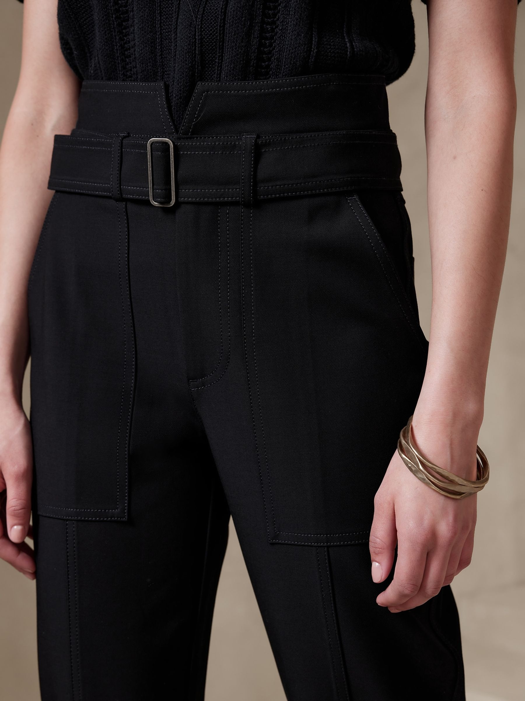 Banana Republic Black Refined Utility Trousers - Image 3 of 4
