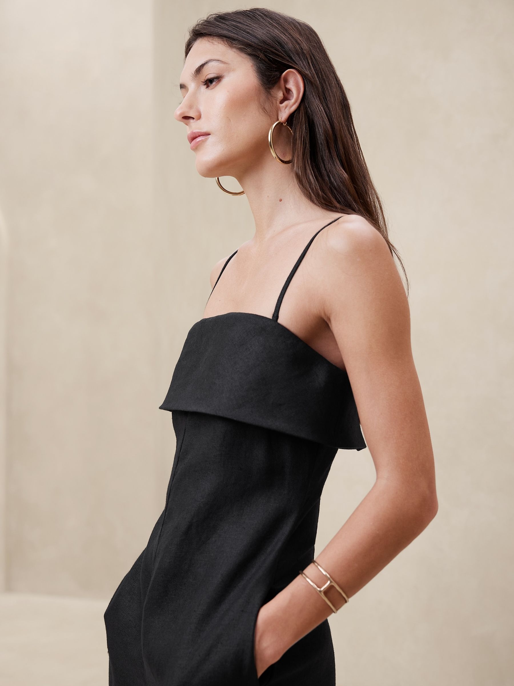 Banana Republic Black Onda Linen Jumpsuit - Image 4 of 5