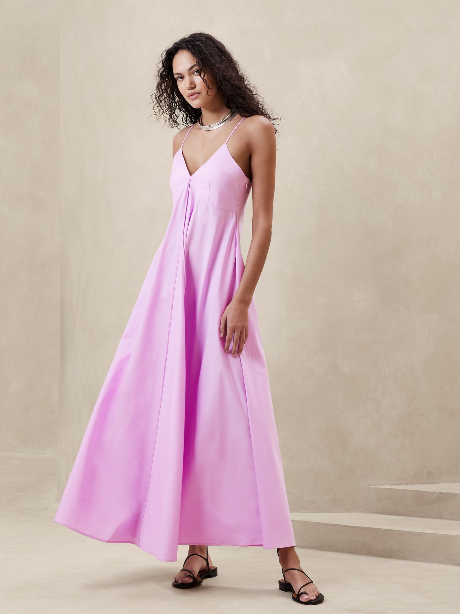 Banana Republic Pink Poplin Maxi Dress - Image 1 of 1