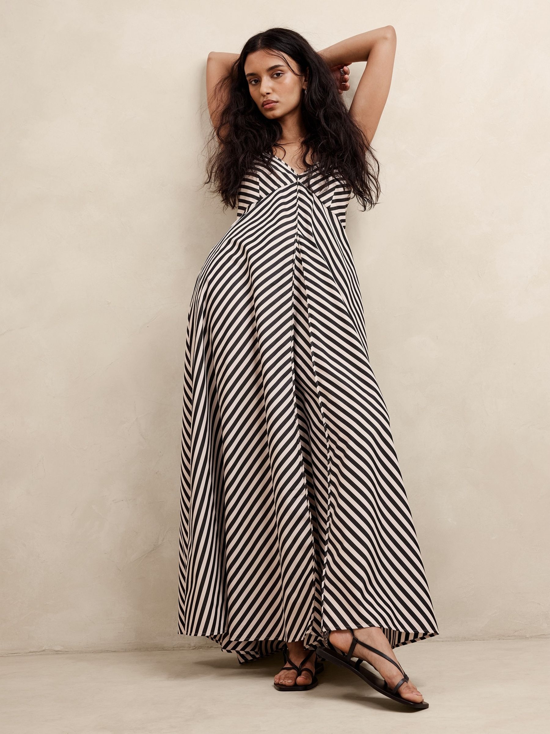 Banana Republic Black Poplin Maxi Dress - Image 1 of 2