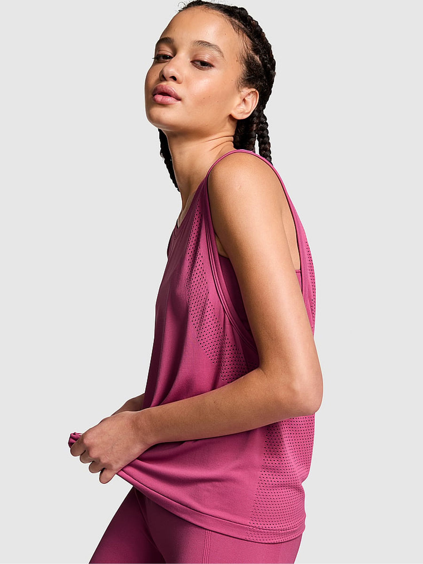 Pink Violet Seamless Drapey Muscle Tank Top - Image 1 of 3