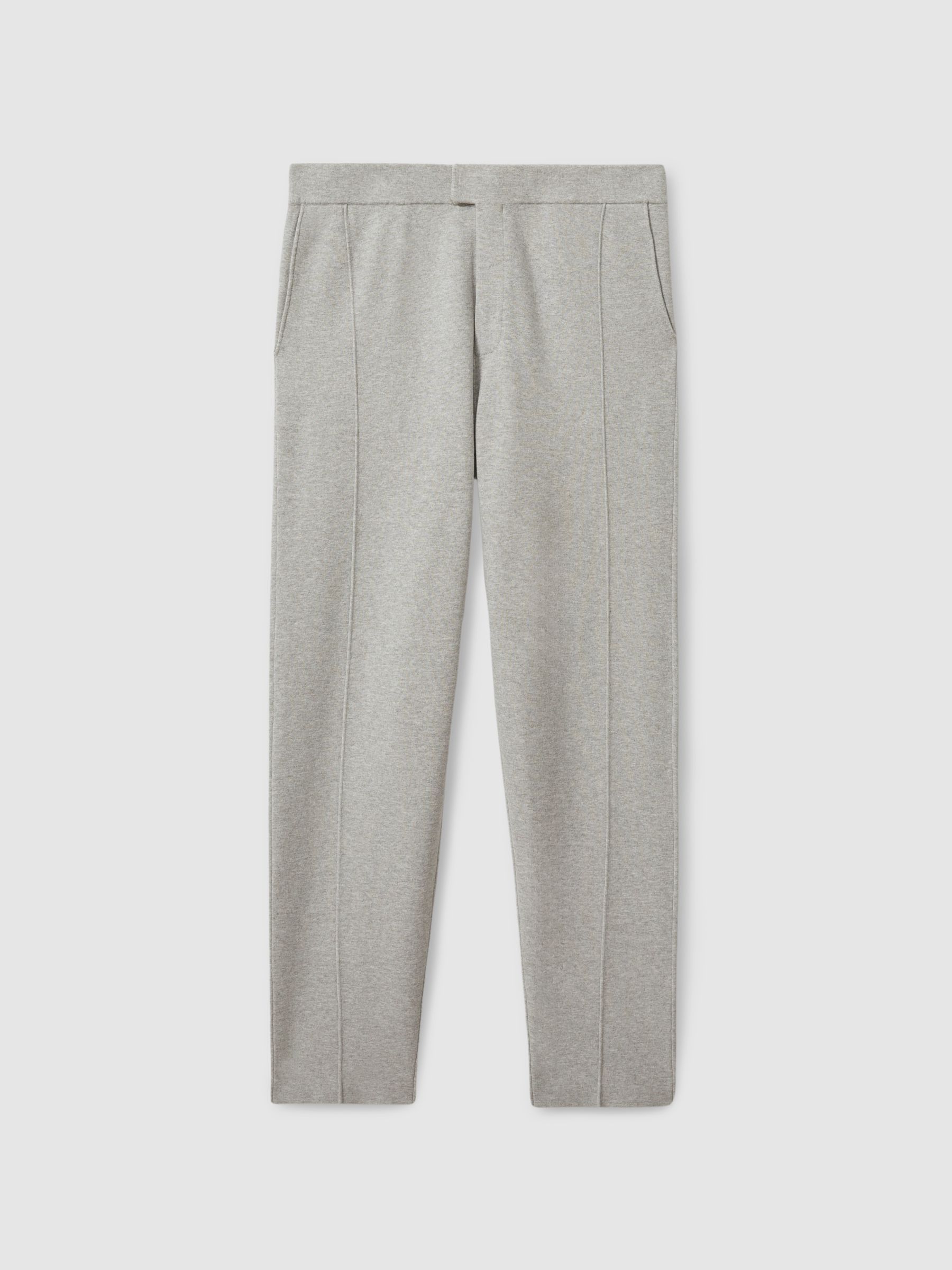 Jett Soft Grey Melange Knitted Front Seam Elasticated Joggers - image 1