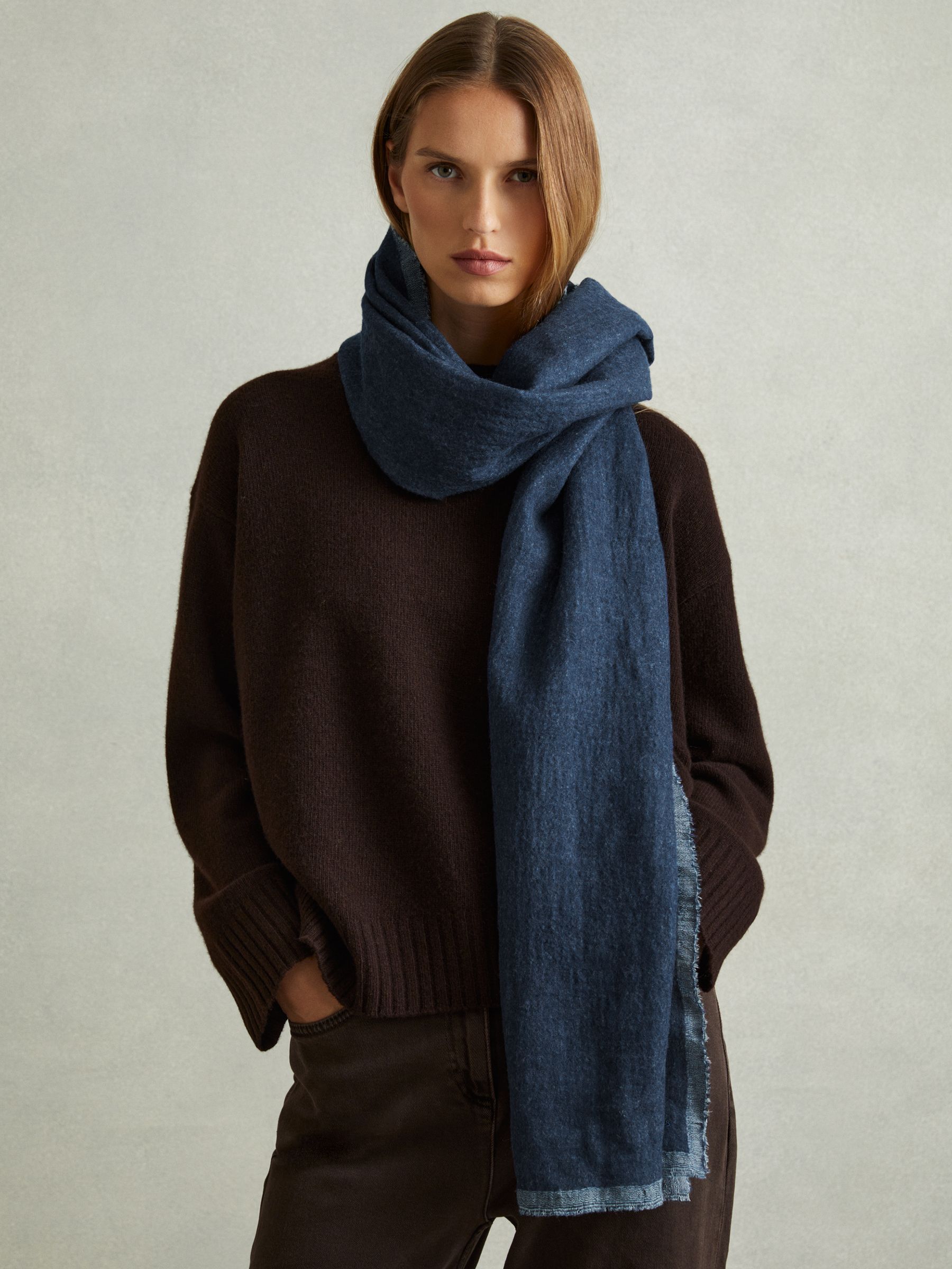 Wool Two-Tone Scarf in Blue - Image 2 of 4