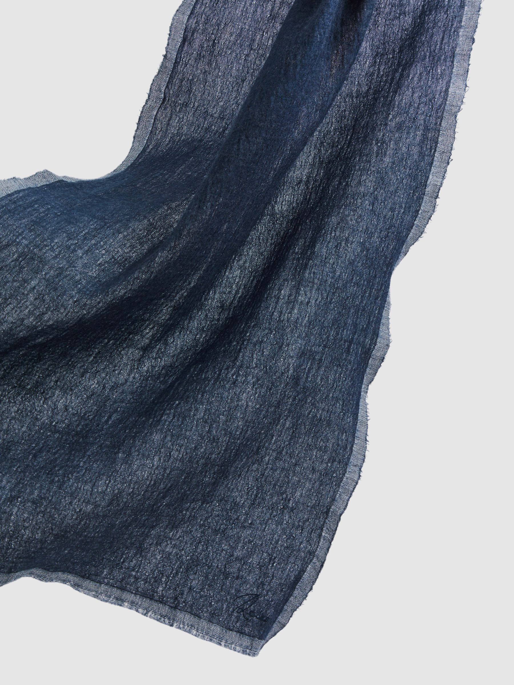 Wool Two-Tone Scarf in Blue - Image 4 of 4