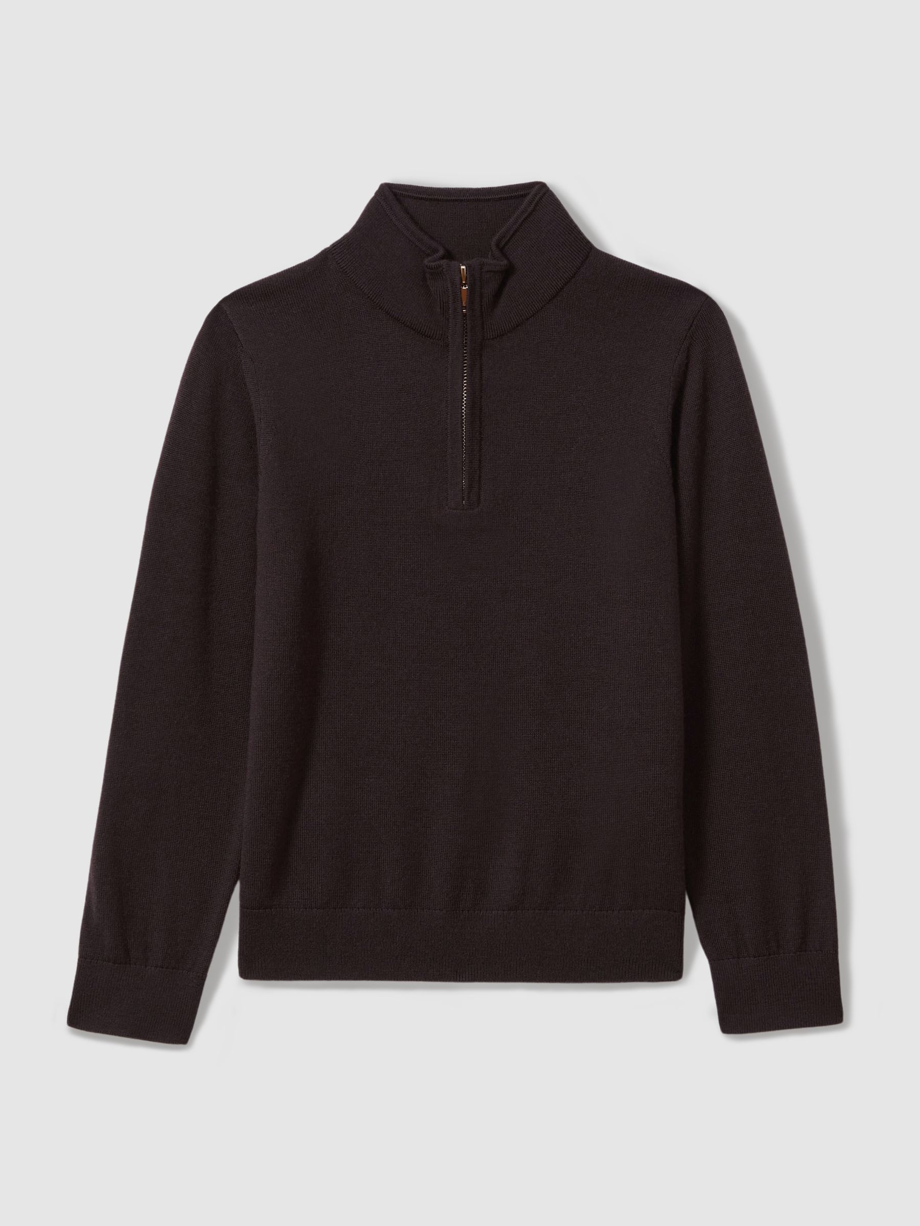 3-9 yrs Merino Wool Half-Zip Funnel Neck Jumper in Coco Brown - Image 2 of 5
