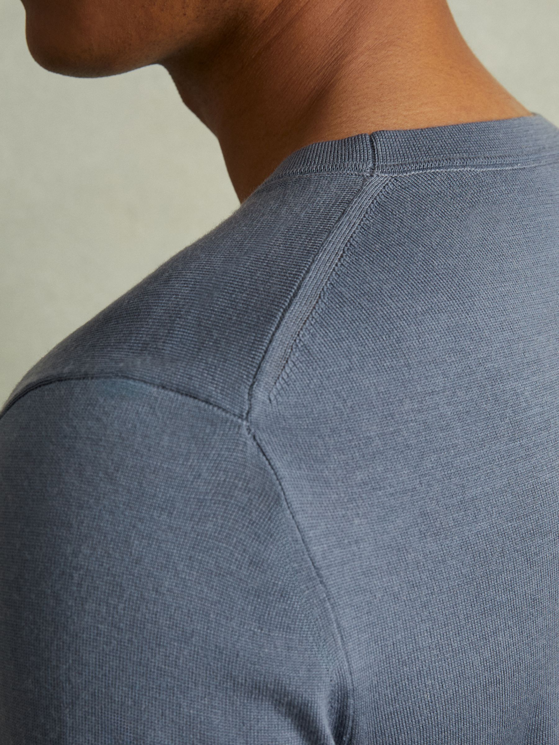 Merino Wool Crew Neck Jumper in Airforce Blue - Image 2 of 4