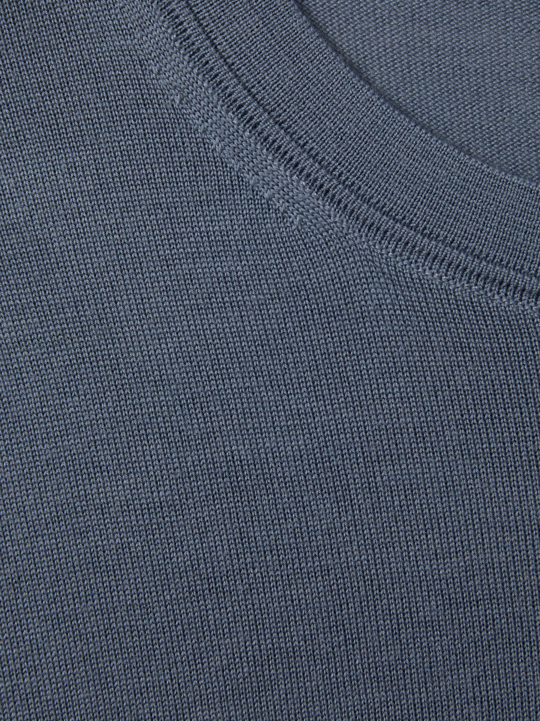 Merino Wool Crew Neck Jumper in Airforce Blue - Image 4 of 4
