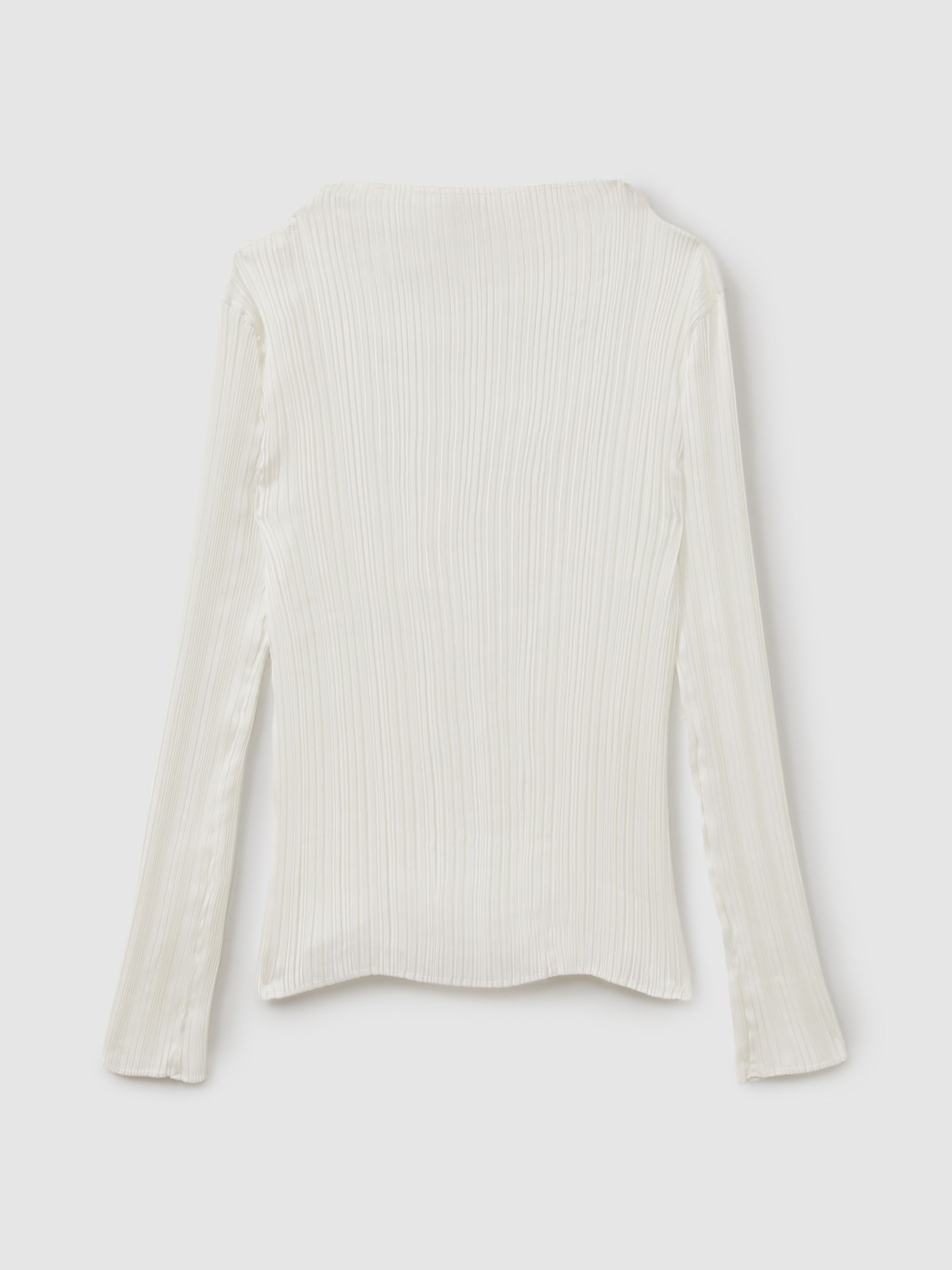 High Neck Plisse Top in Ivory - Image 2 of 5