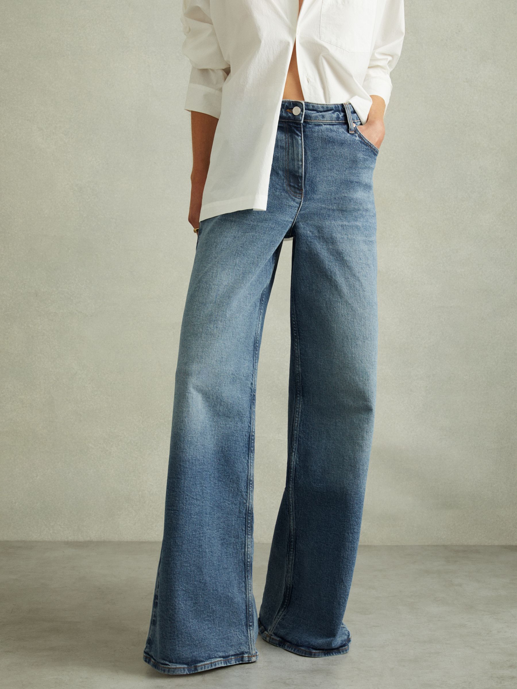 Wide Leg Jeans in Mid Blue - Image 3 of 5