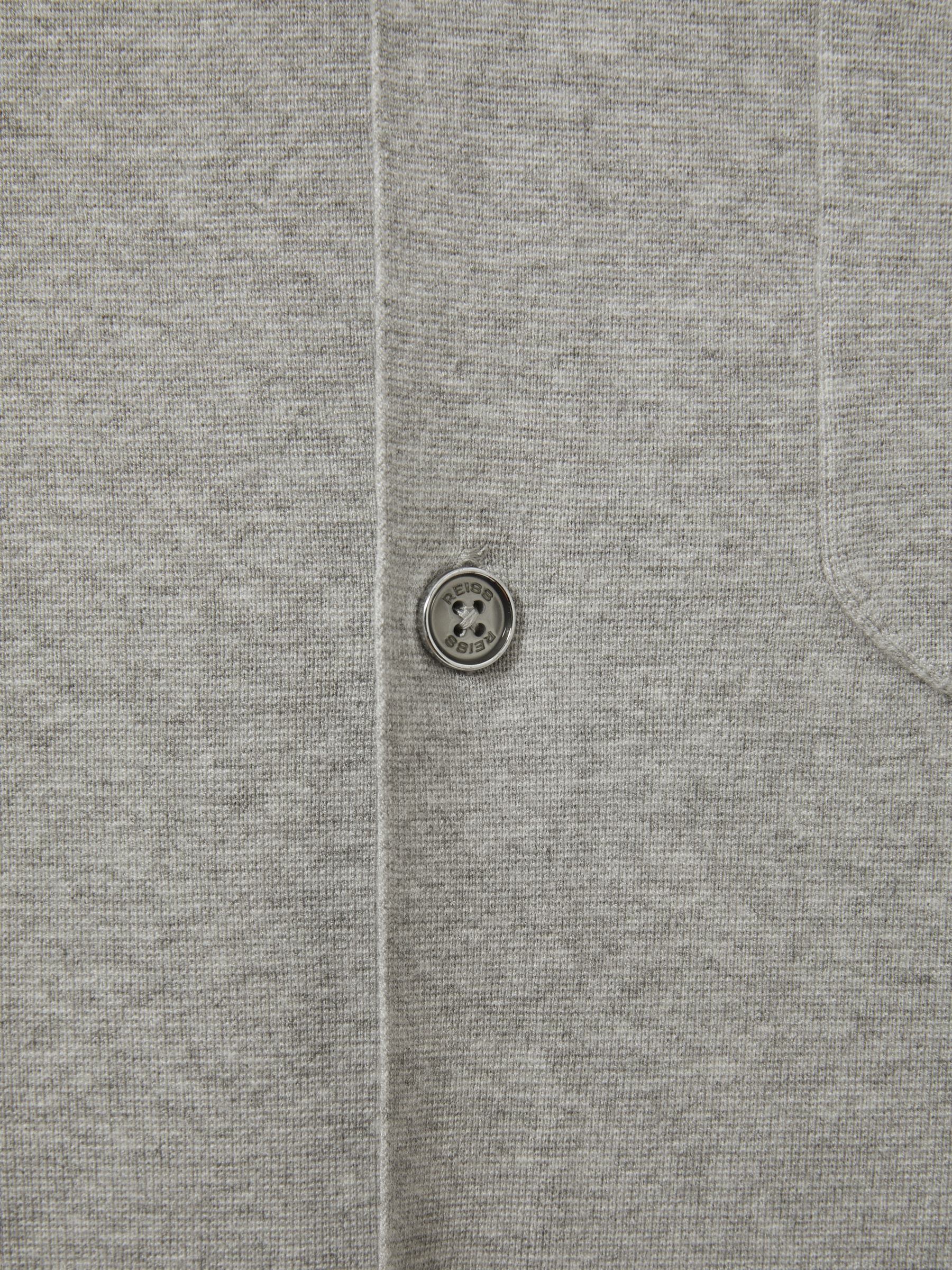 Monk Soft Grey Melange Knitted Cuban Collar Shirt - Image 5 of 5