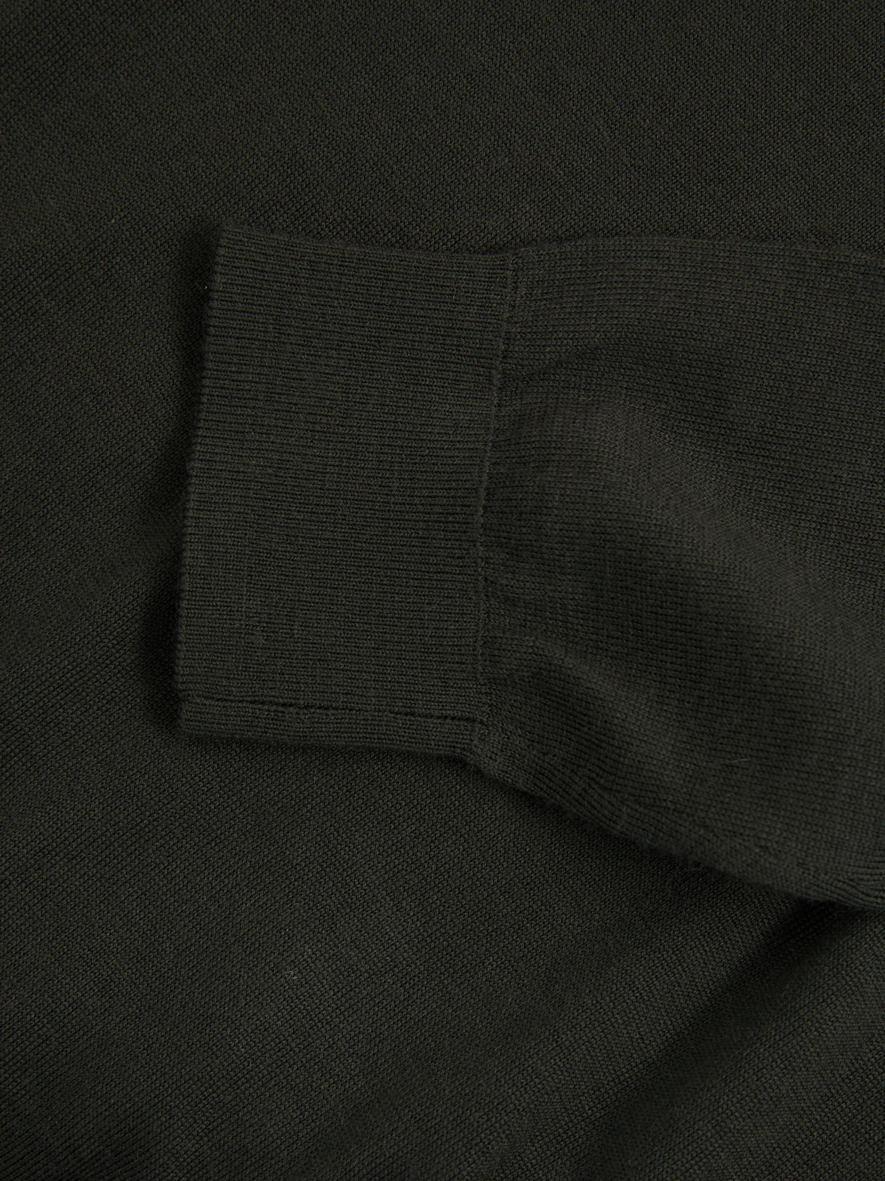 Merino Wool Half-Zip Funnel Neck Jumper in Dark Military Green - Image 5 of 5