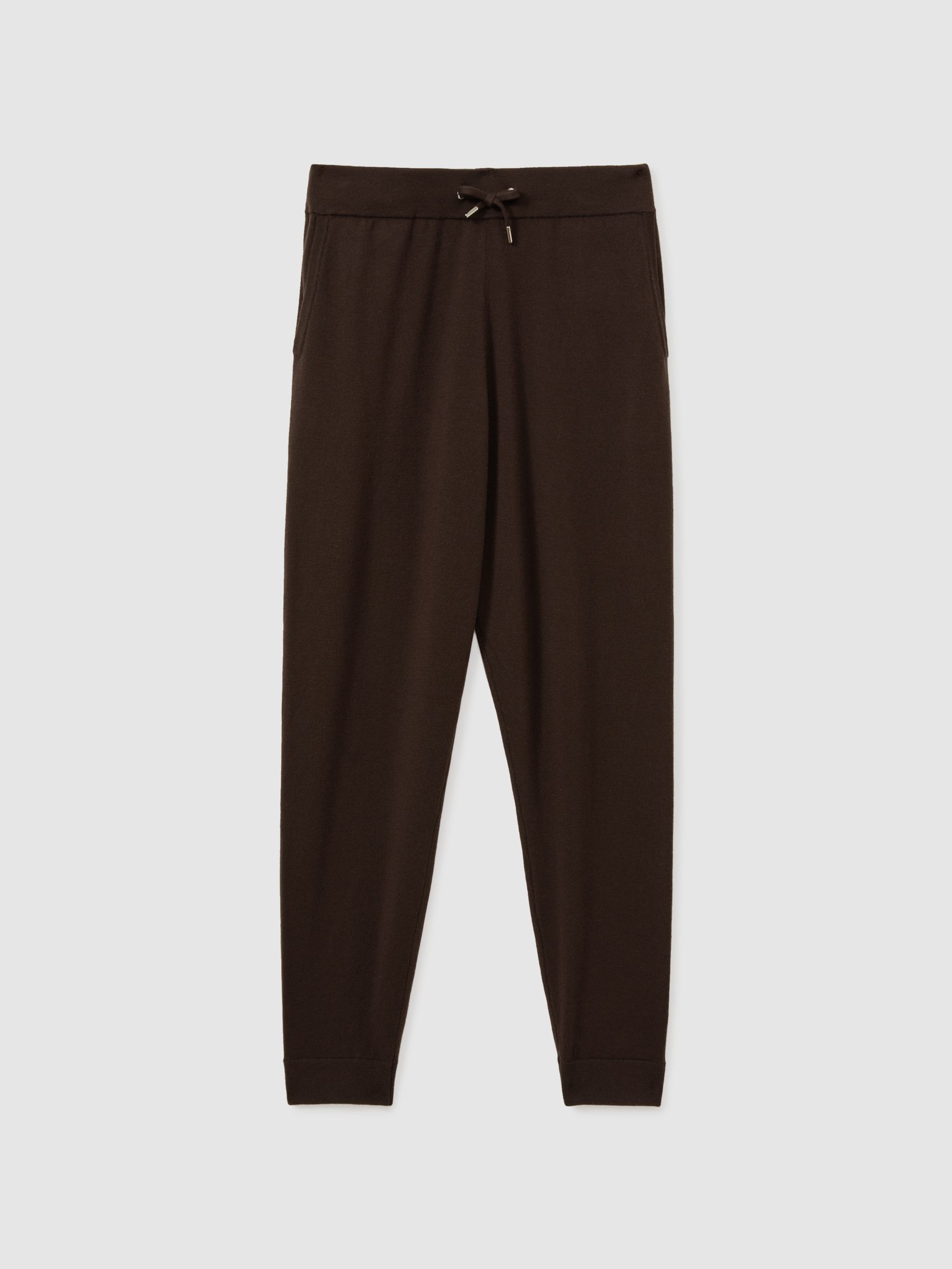 Merino Wool Blend Drawstring Joggers in Coco Brown - Image 2 of 6