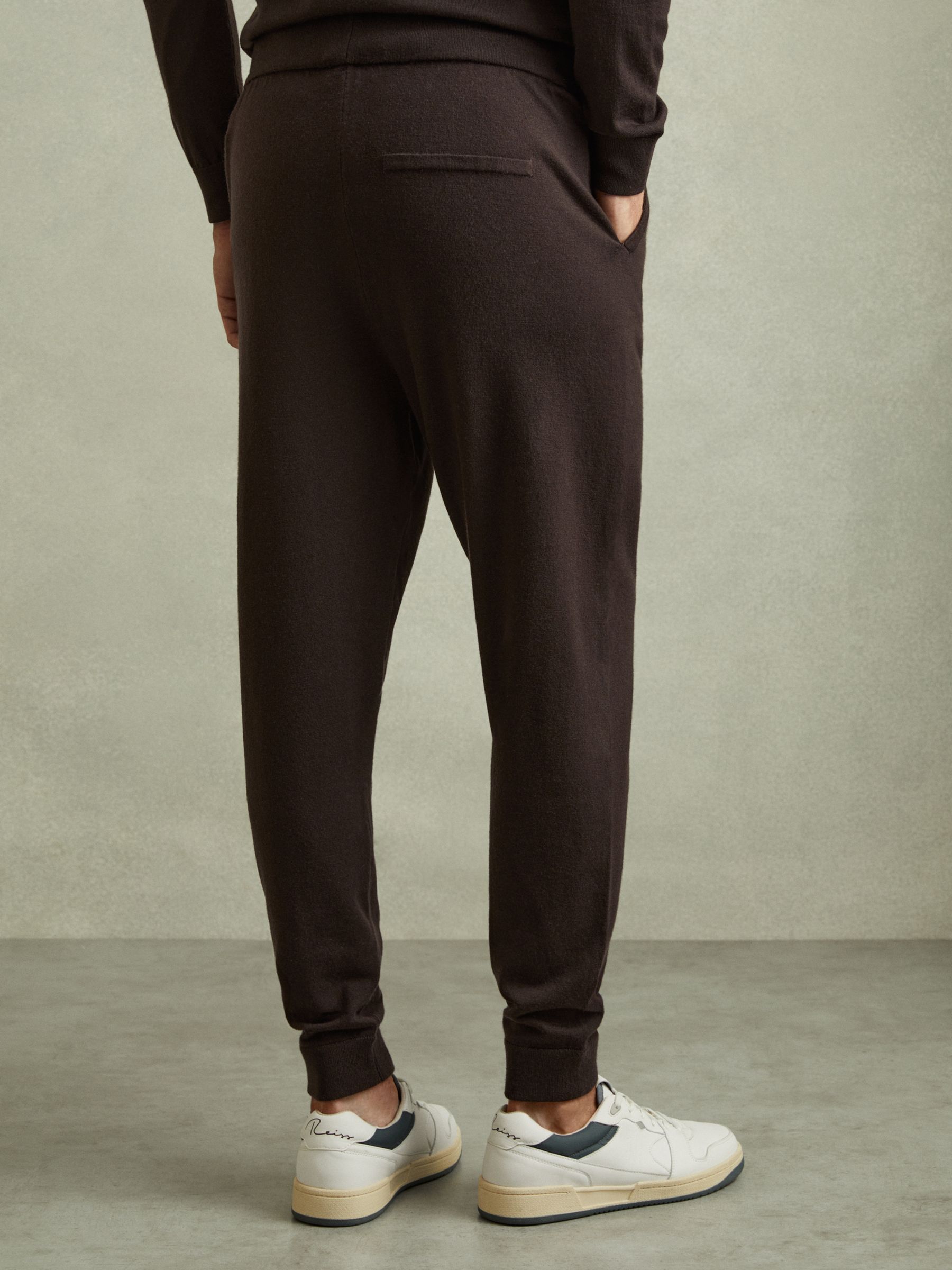 Merino Wool Blend Drawstring Joggers in Coco Brown - Image 4 of 6