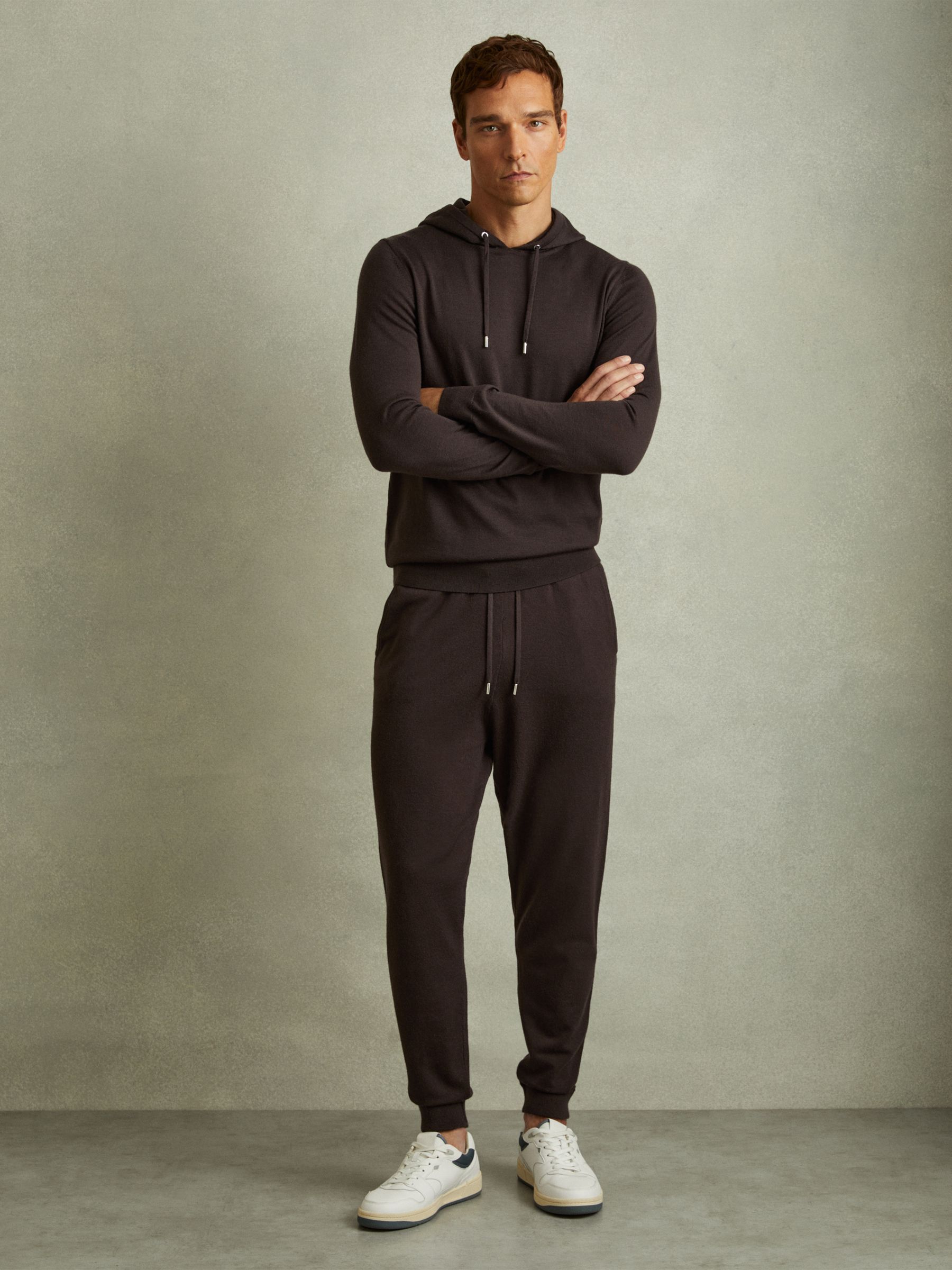 Merino Wool Blend Drawstring Joggers in Coco Brown - Image 5 of 6