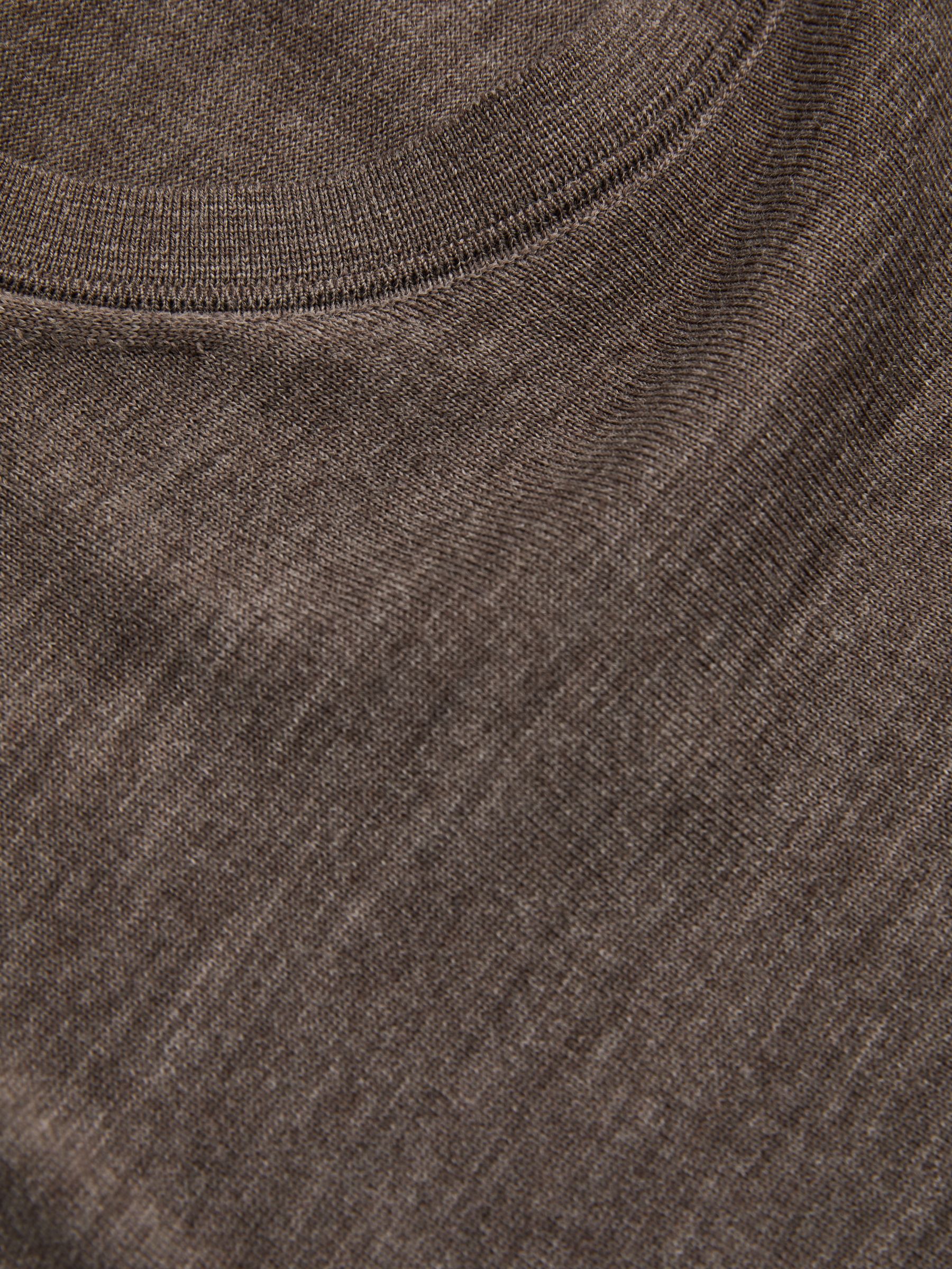 Merino Wool Crew Neck Jumper in Dark Brown Melange - Image 4 of 4