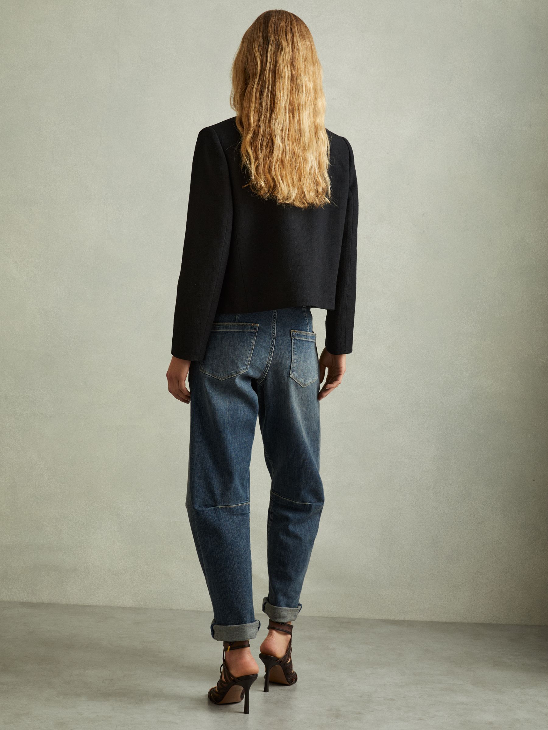 Cropped Wool Single Breasted Jacket in Black - Image 5 of 6