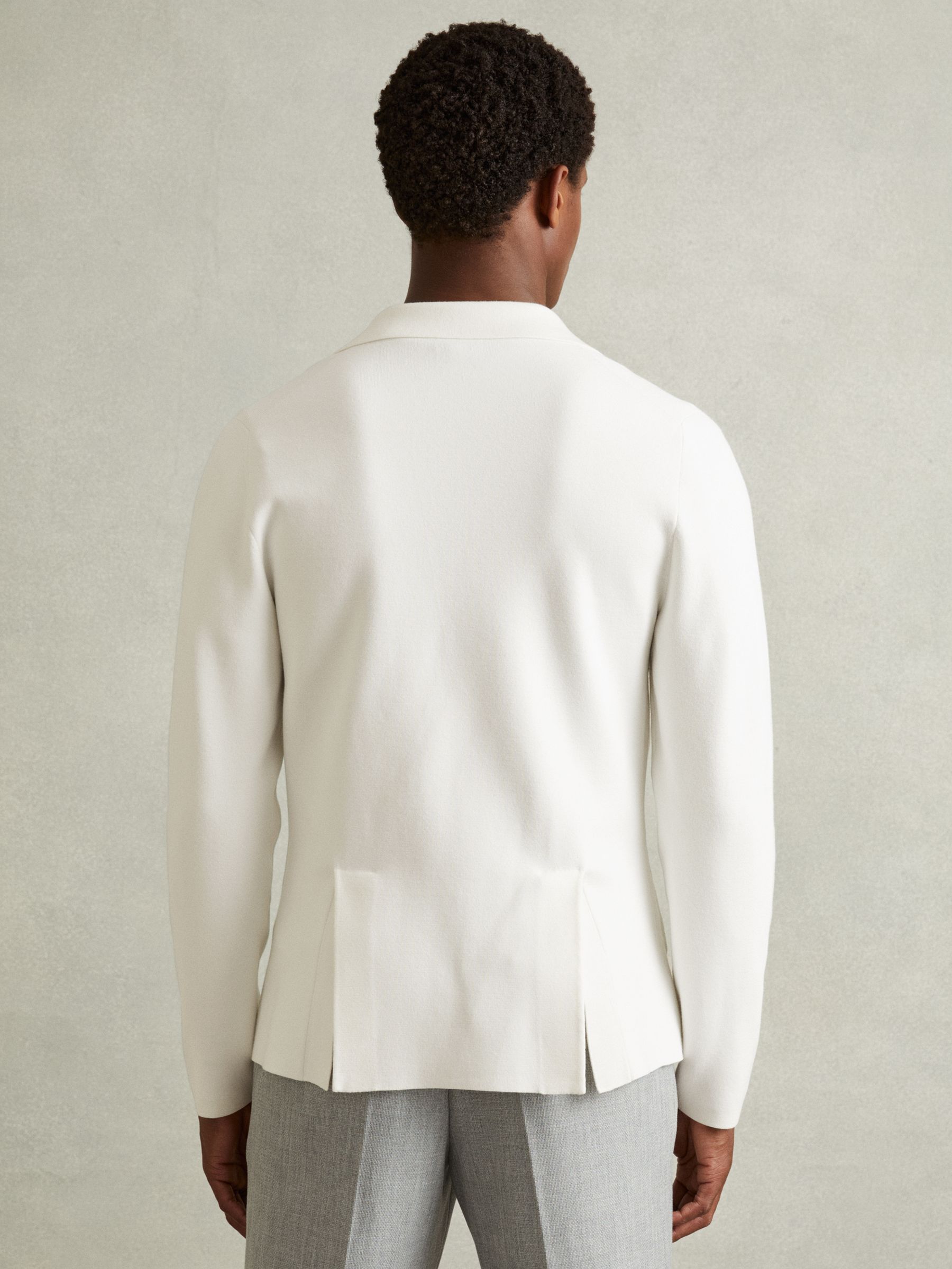 Knitted Double Breasted Blazer in Ivory White - Image 4 of 5
