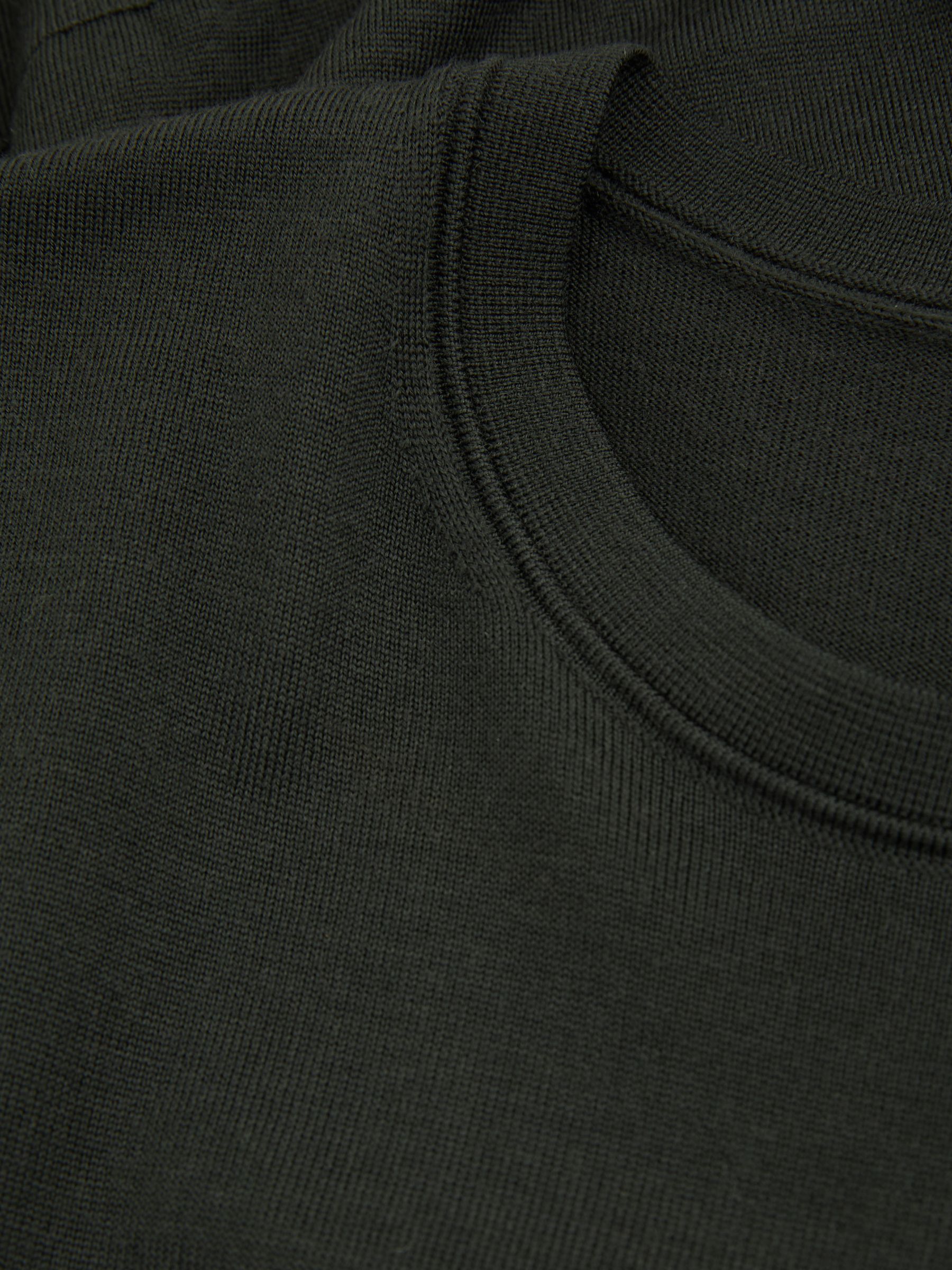 Merino Wool Crew Neck Jumper in Dark Military Green - Image 5 of 5