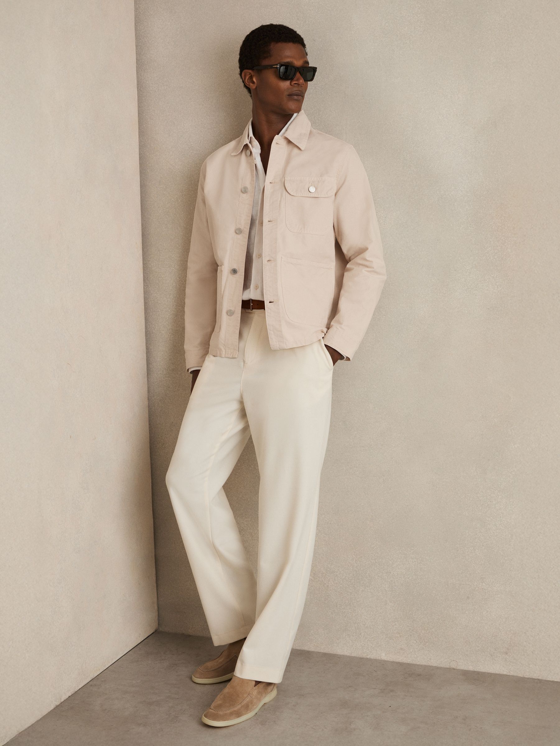 Cotton Worker Jacket in Stone - Image 1 of 6