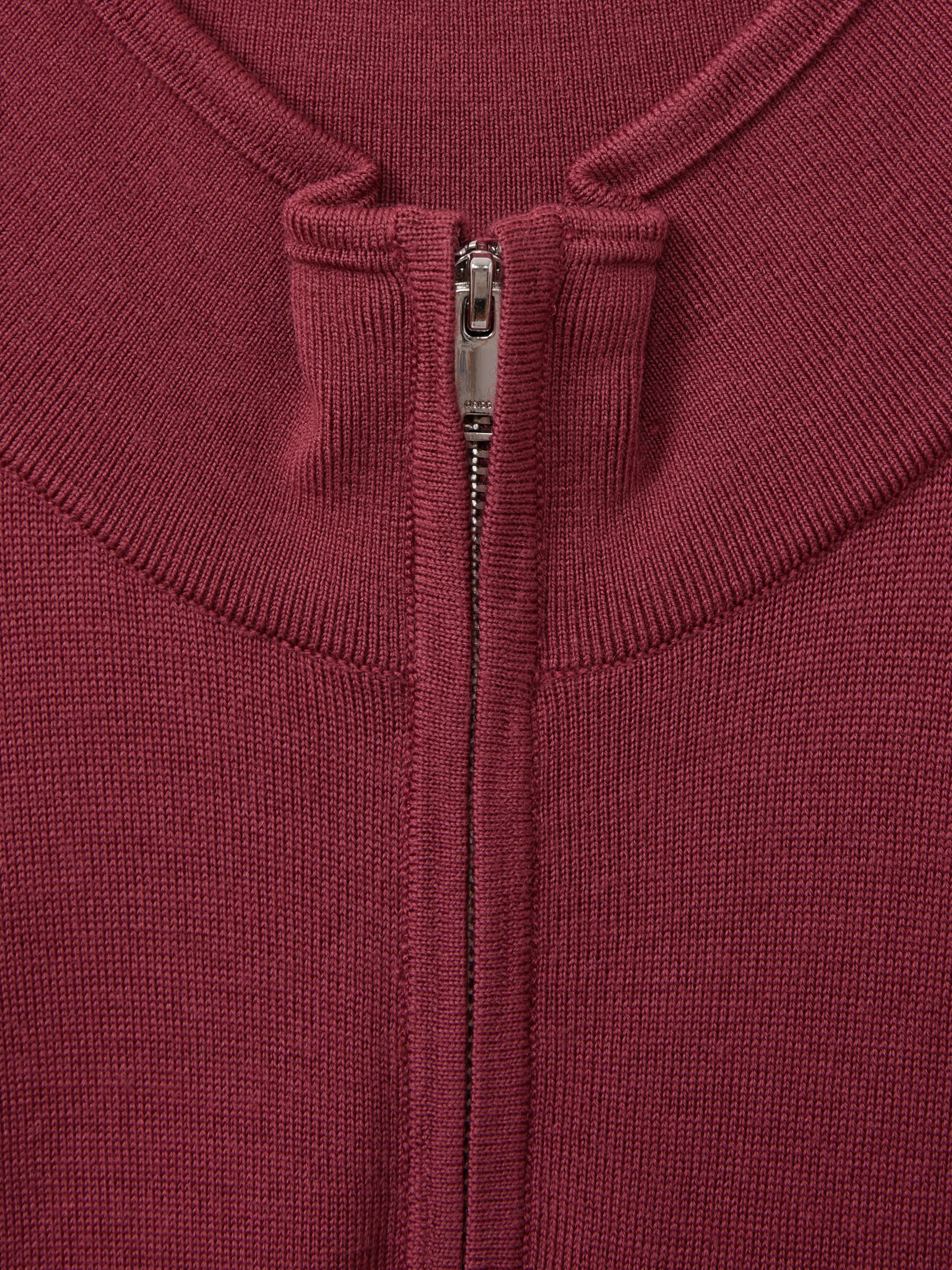 Merino Wool Half-Zip Polo Shirt in Cherry Pink - Image 5 of 5