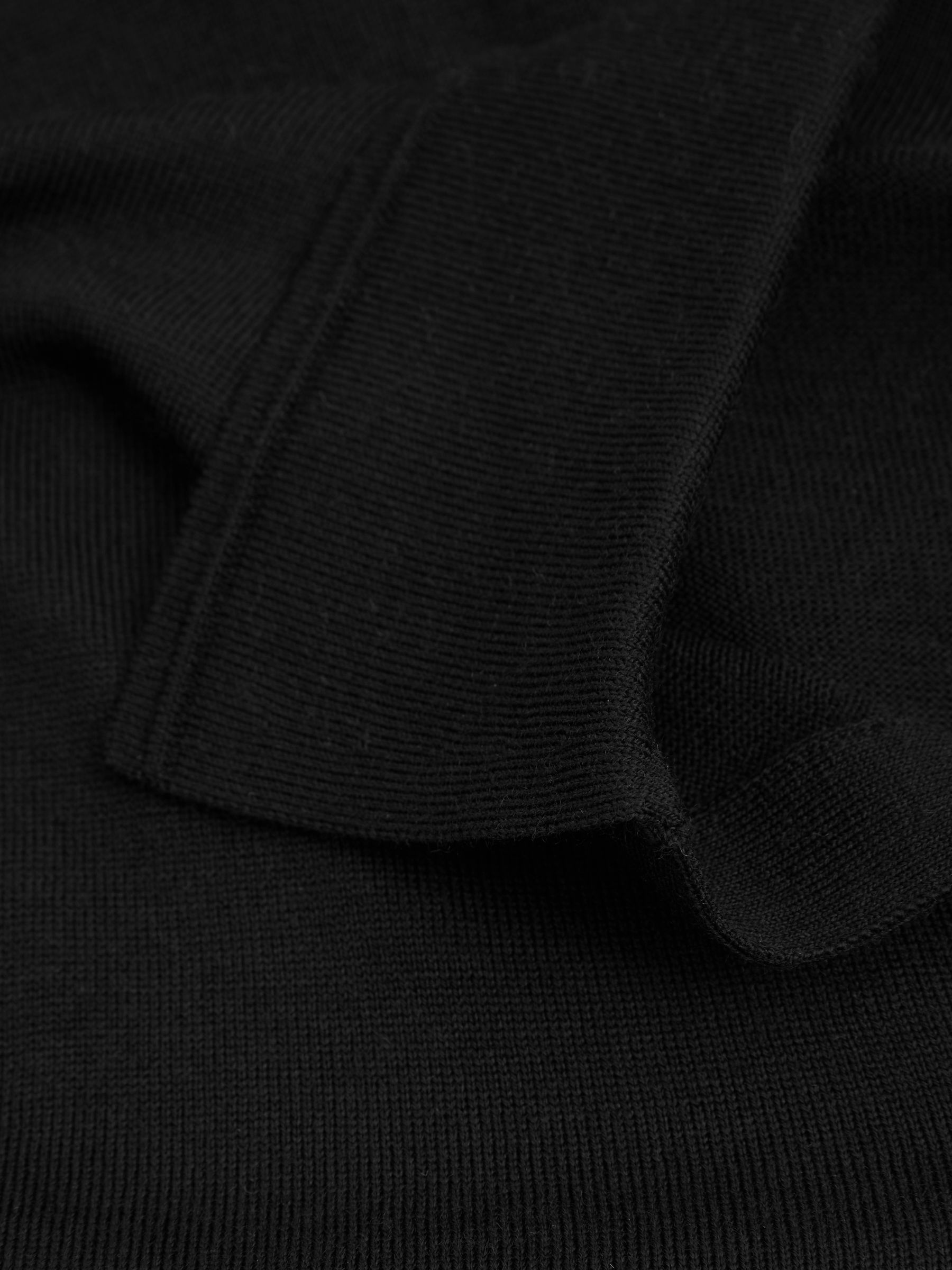Merino Wool Half-Zip Polo Shirt in Black - Image 6 of 6