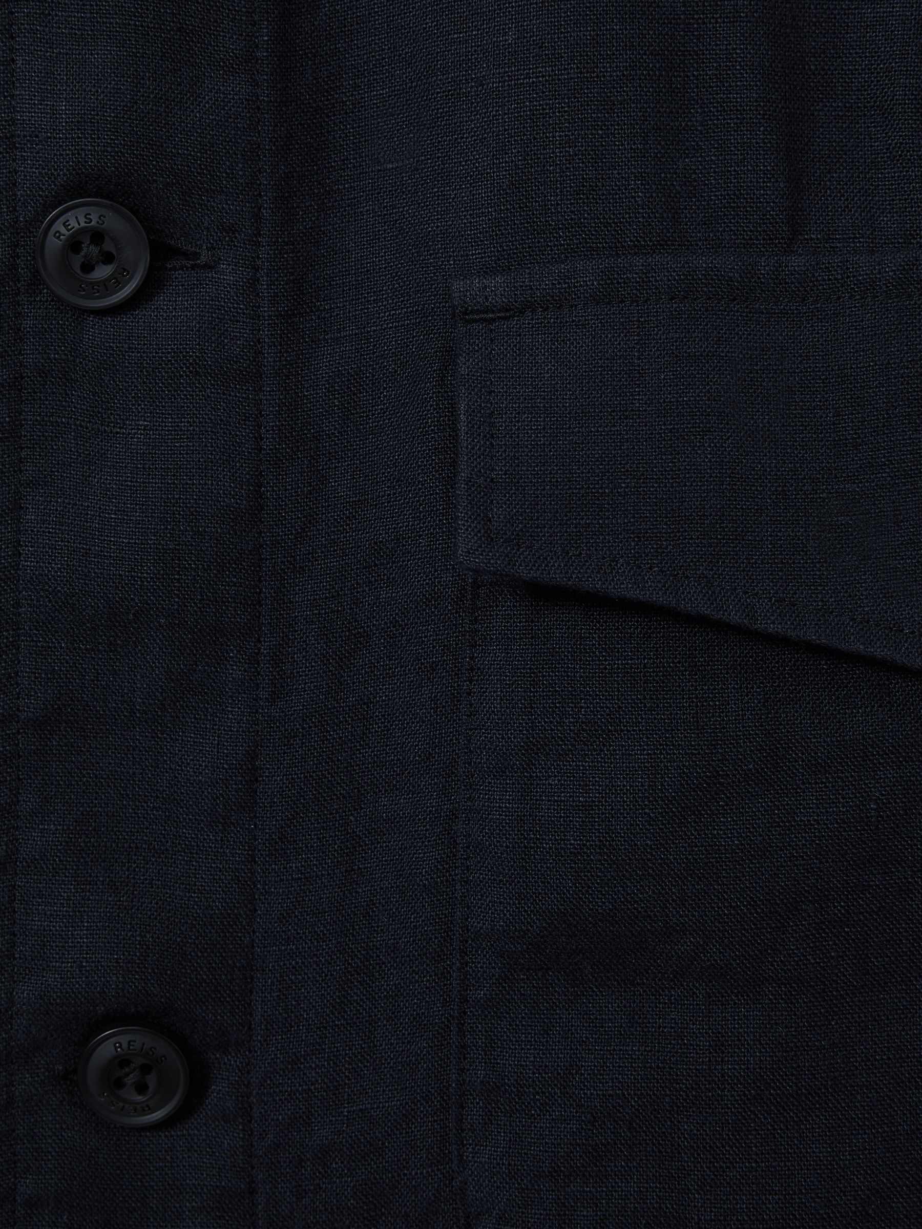Linen Overshirt in Navy - Image 5 of 5