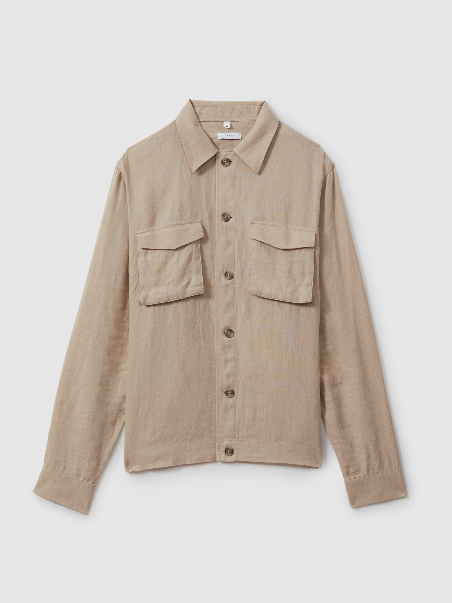 Linen Overshirt in Stone - Image 2 of 6