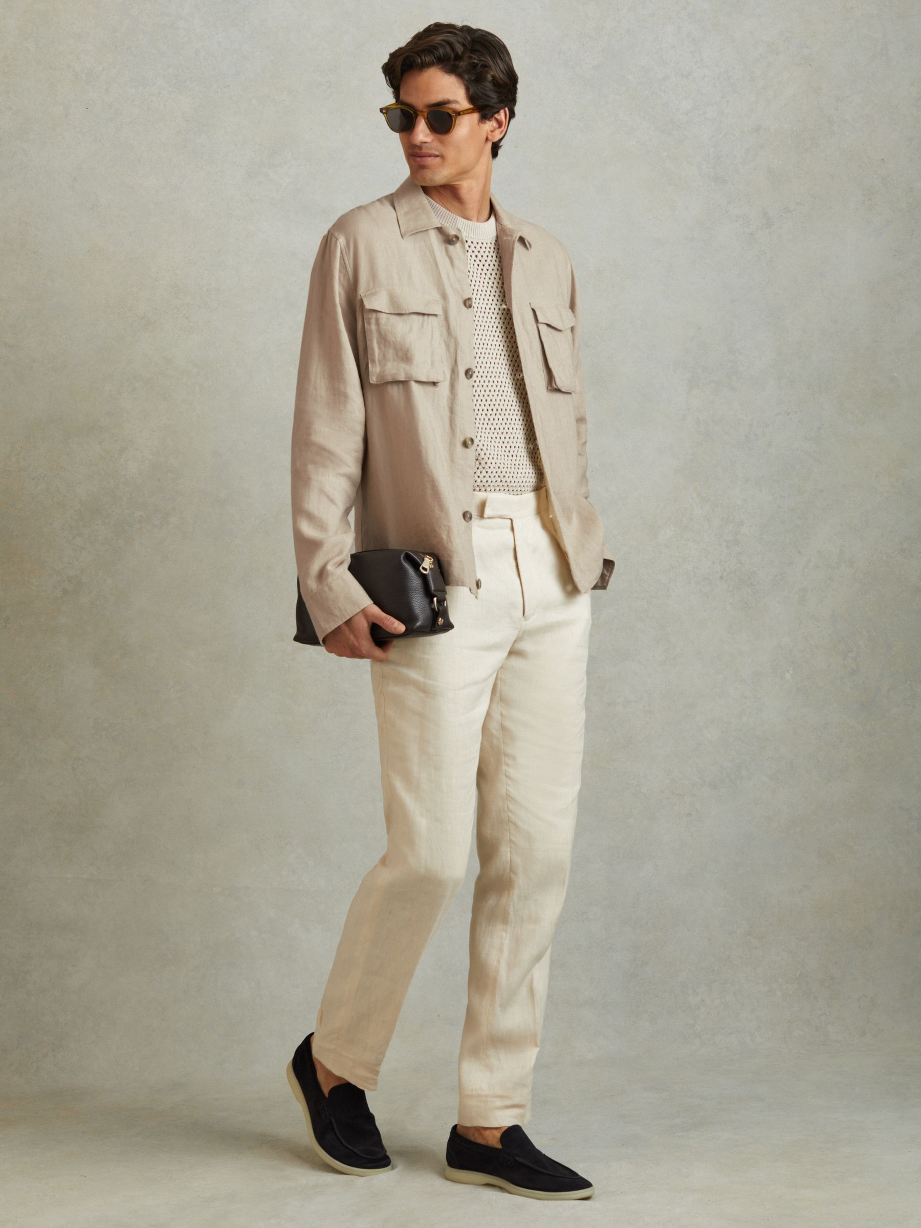 Linen Overshirt in Stone - Image 3 of 6